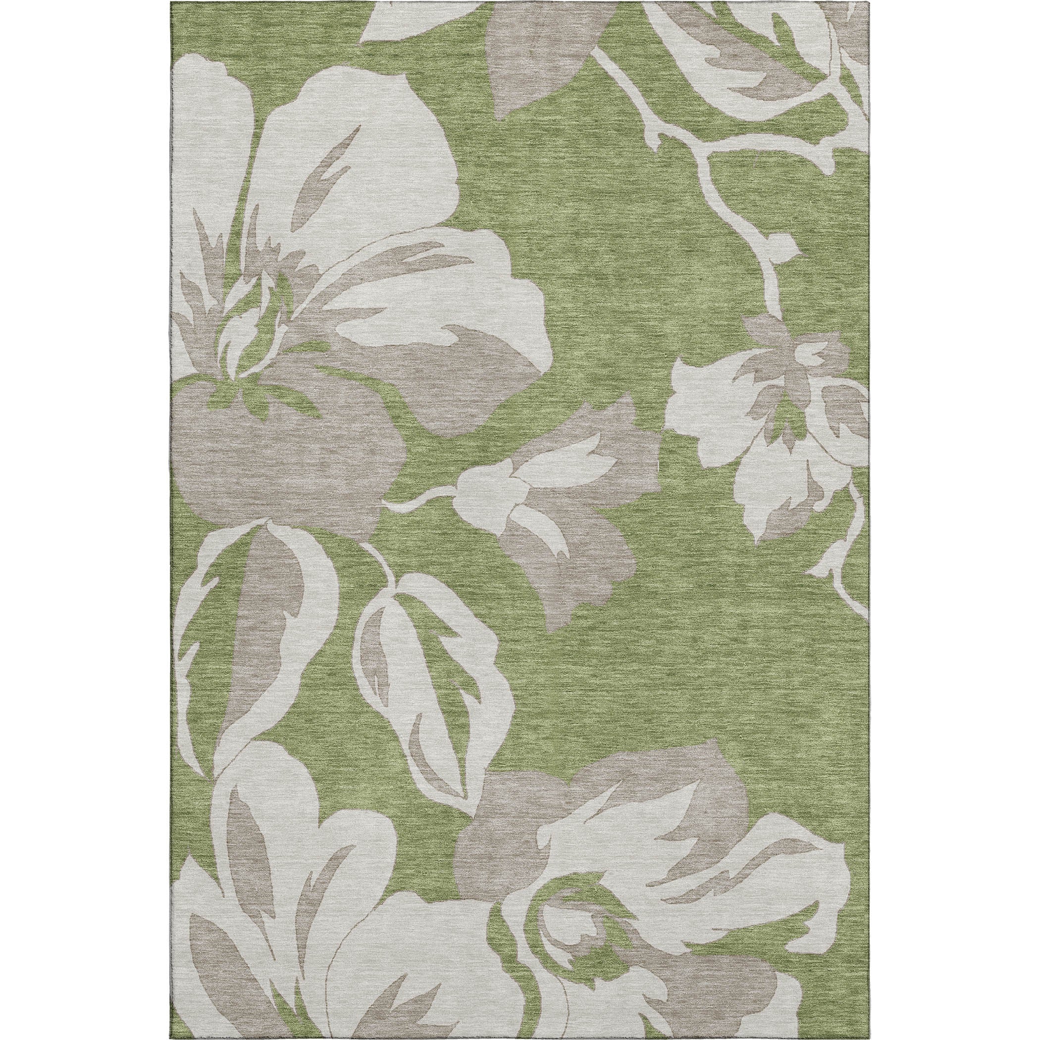 Oaxaca Machine Washable Transitional Olive Green Rug 2'6" x 3'10" #shape_Rectangle