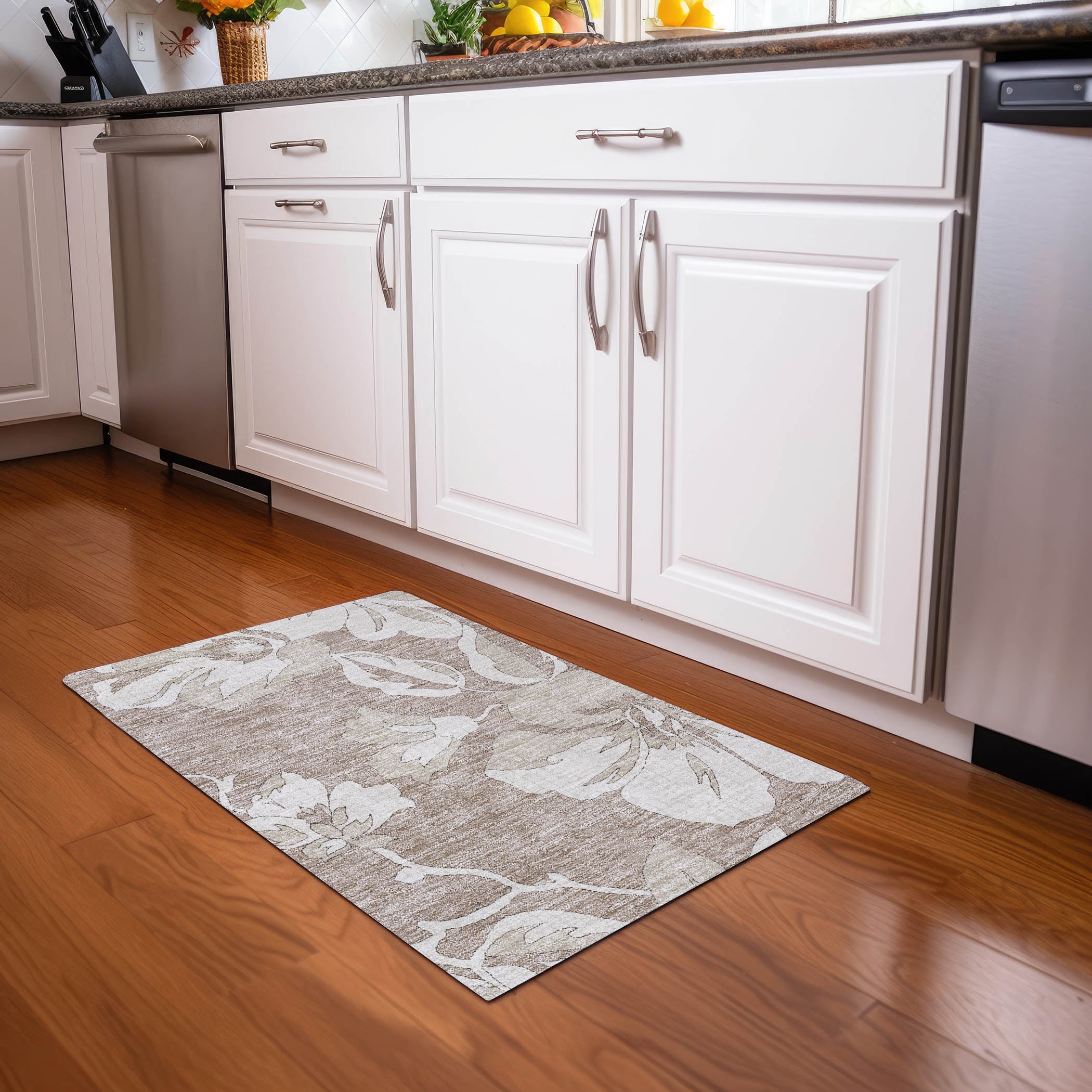 Oaxaca Machine Washable Transitional Taupe Brown Rug 1'8" x 2'6" #shape_Rectangle