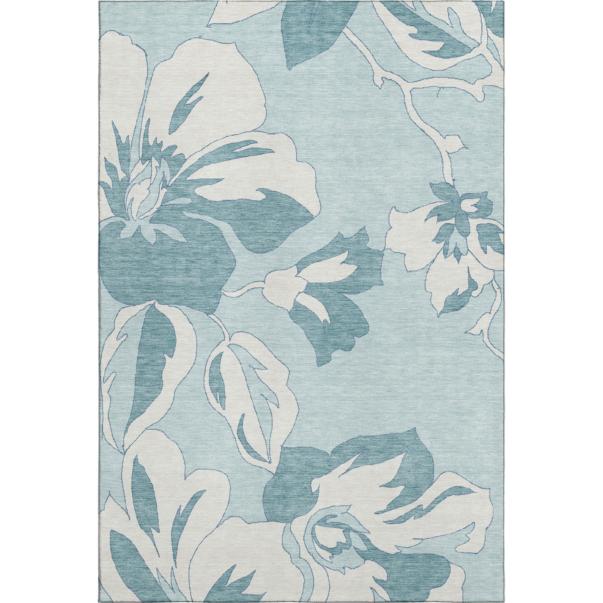 Oaxaca Machine Washable Transitional Teal Rug 2'6" x 3'10" #shape_Rectangle
