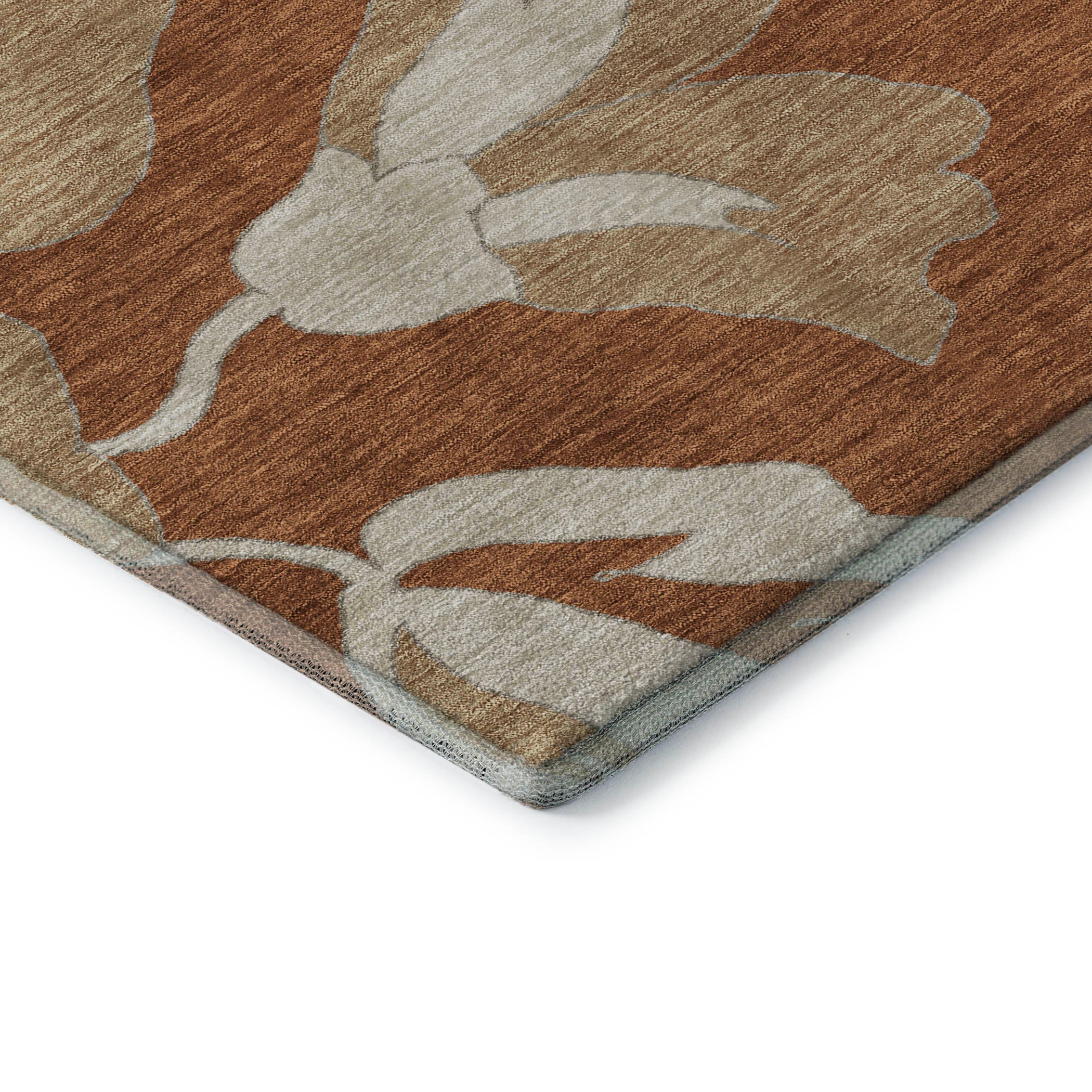 Oaxaca Machine Washable Transitional Terracotta Orange Rug 1'8" x 2'6" #shape_Rectangle
