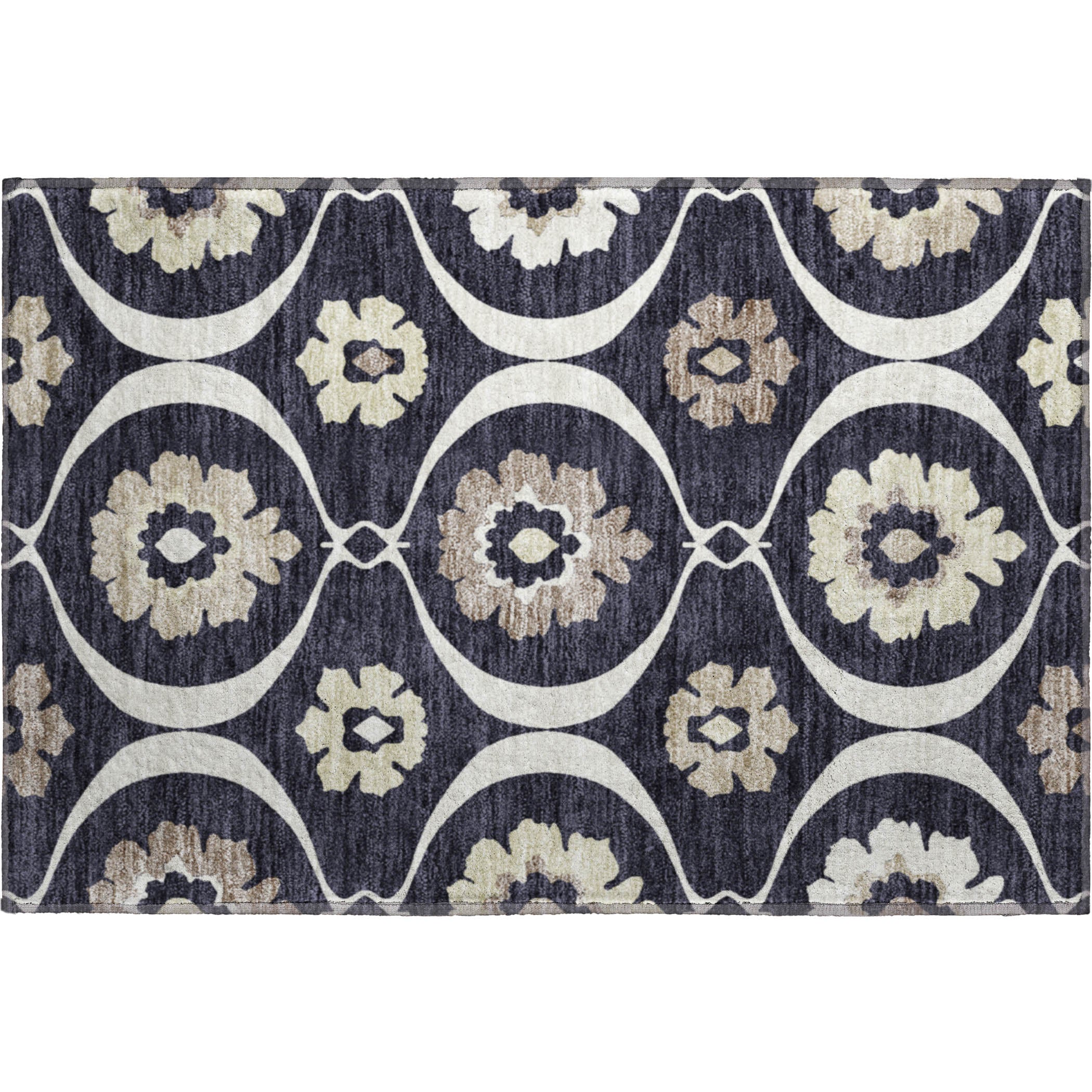 Budapest Machine Washable Transitional Black Rug 1'8" x 2'6" #shape_Rectangle