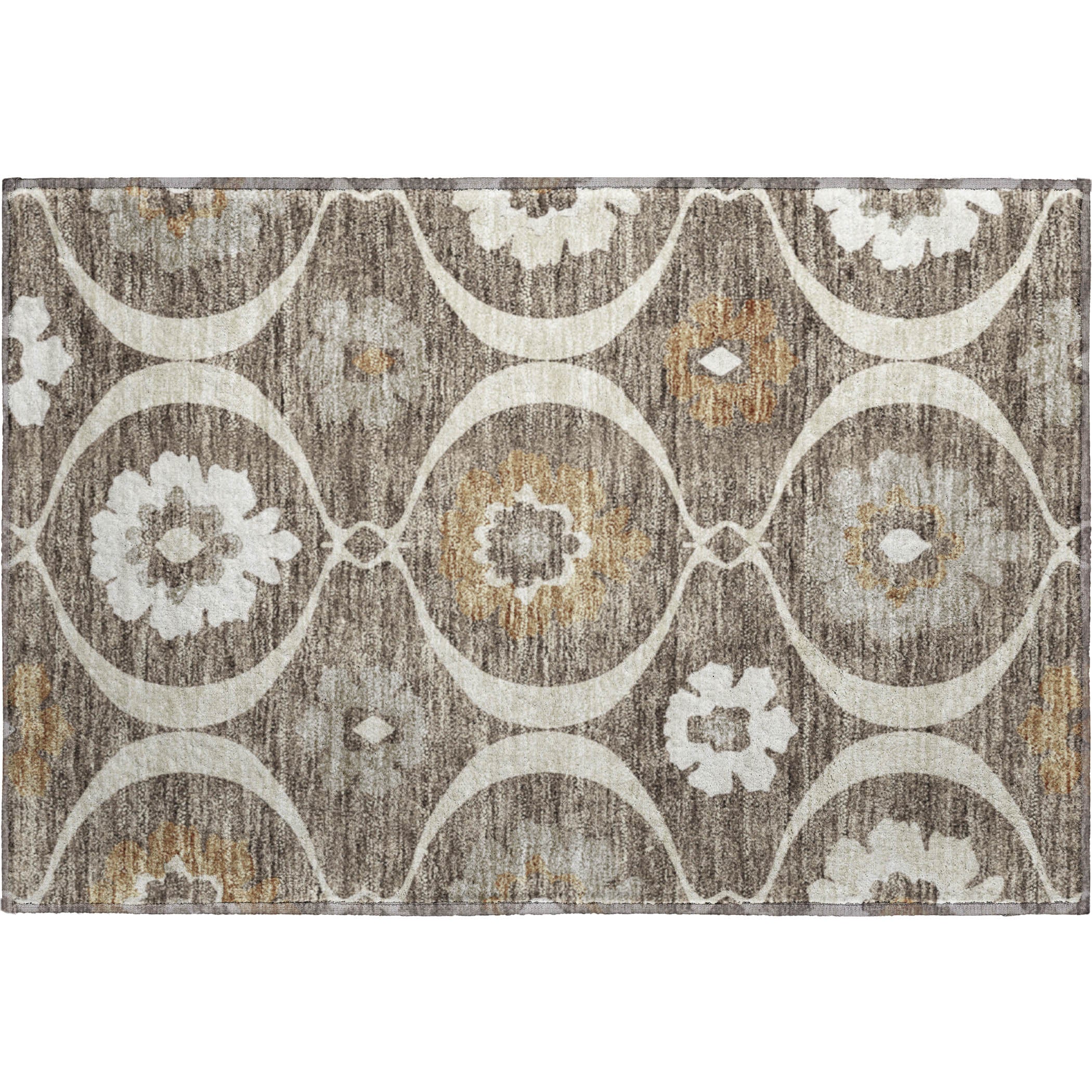 Budapest Machine Washable Transitional Brown Rug 1'8" x 2'6" #shape_Rectangle