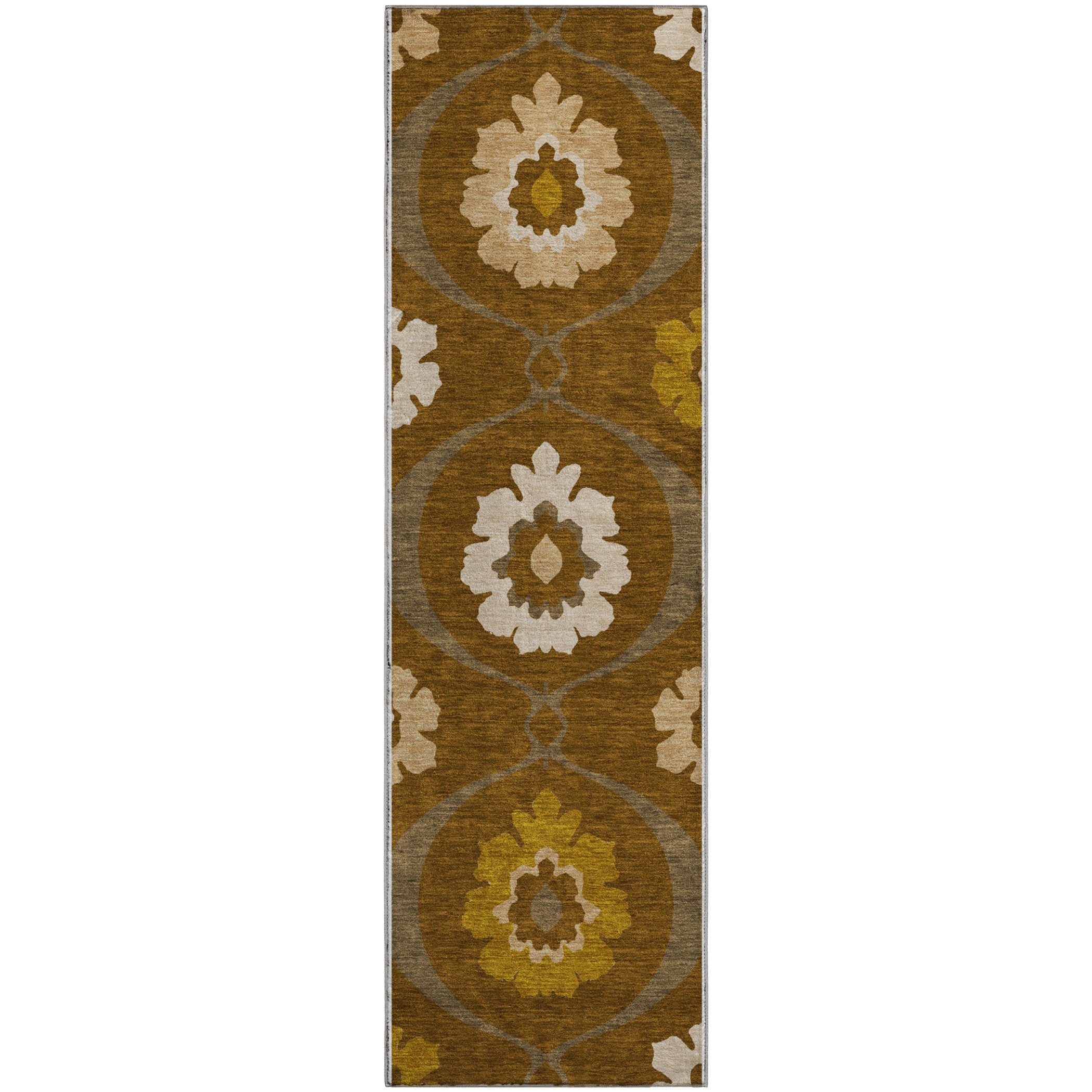 Budapest Machine Washable Transitional Mocha Brown Rug 2'3" x 7'6" #shape_Runner