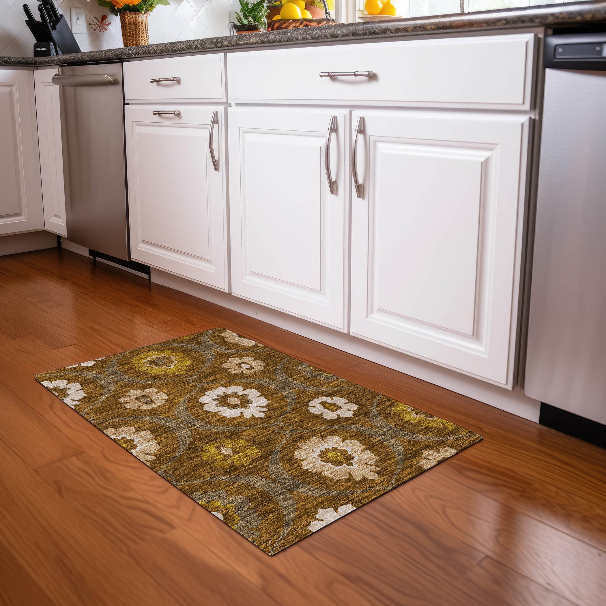 Budapest Machine Washable Transitional Mocha Brown Rug 1'8" x 2'6" #shape_Rectangle