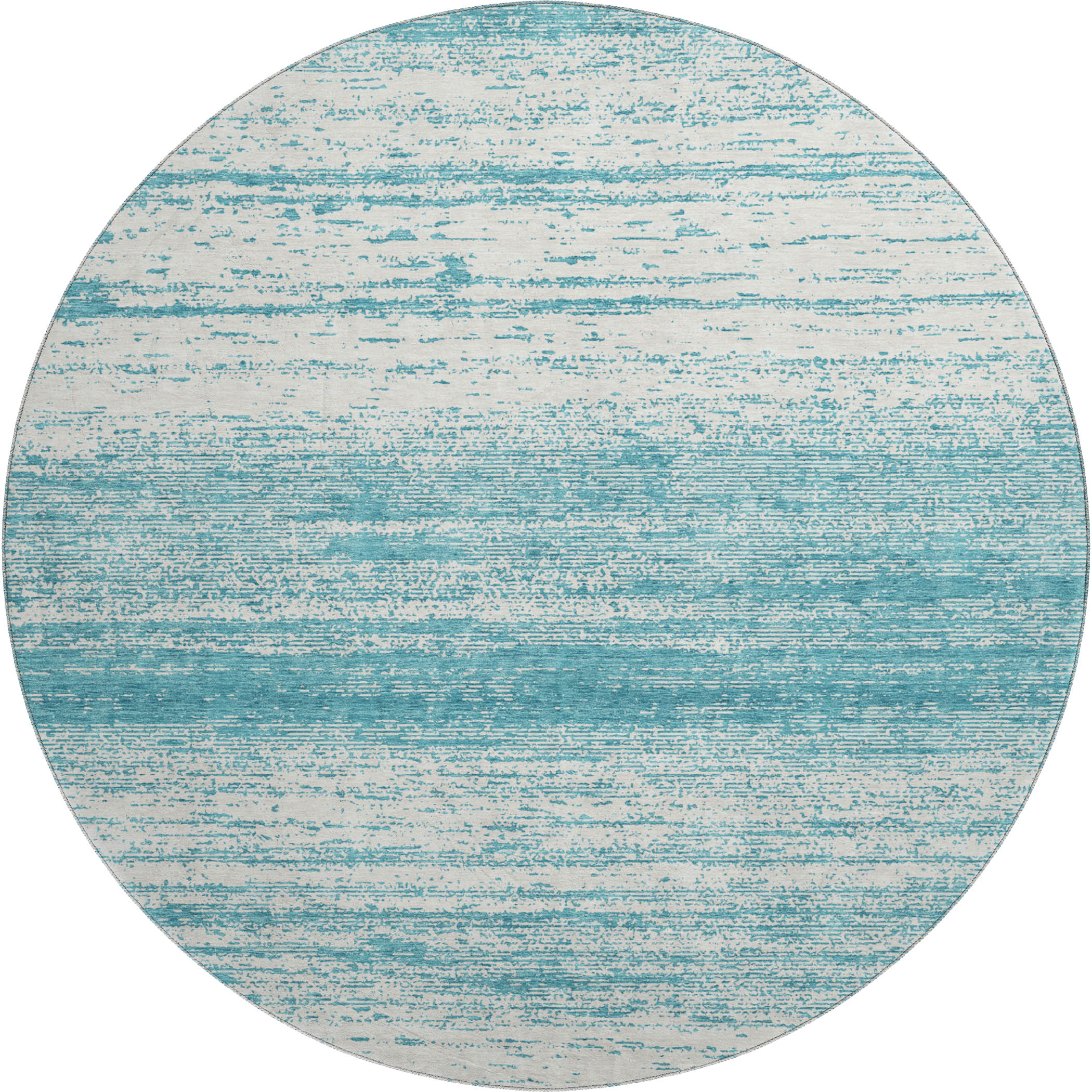 Vienna Machine Washable Transitional Teal Rug 8' x 8' #shape_Round