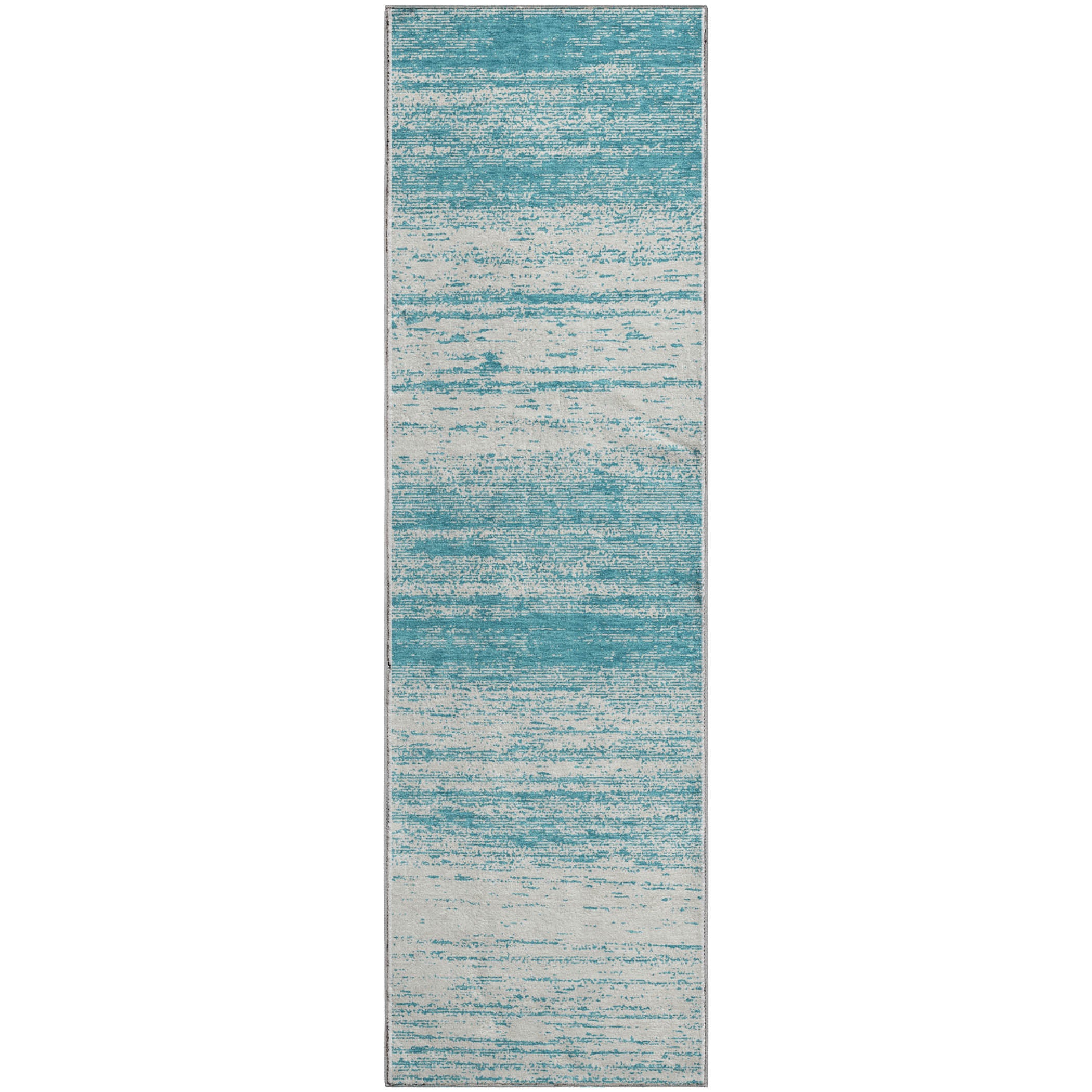 Vienna Machine Washable Transitional Teal Rug 2'3" x 7'6" #shape_Runner