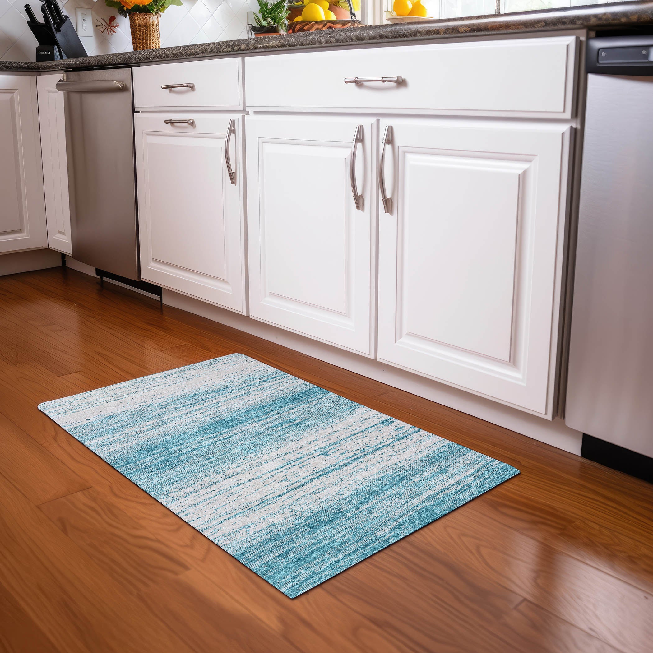 Vienna Machine Washable Transitional Teal Rug 1'8" x 2'6" #shape_Rectangle