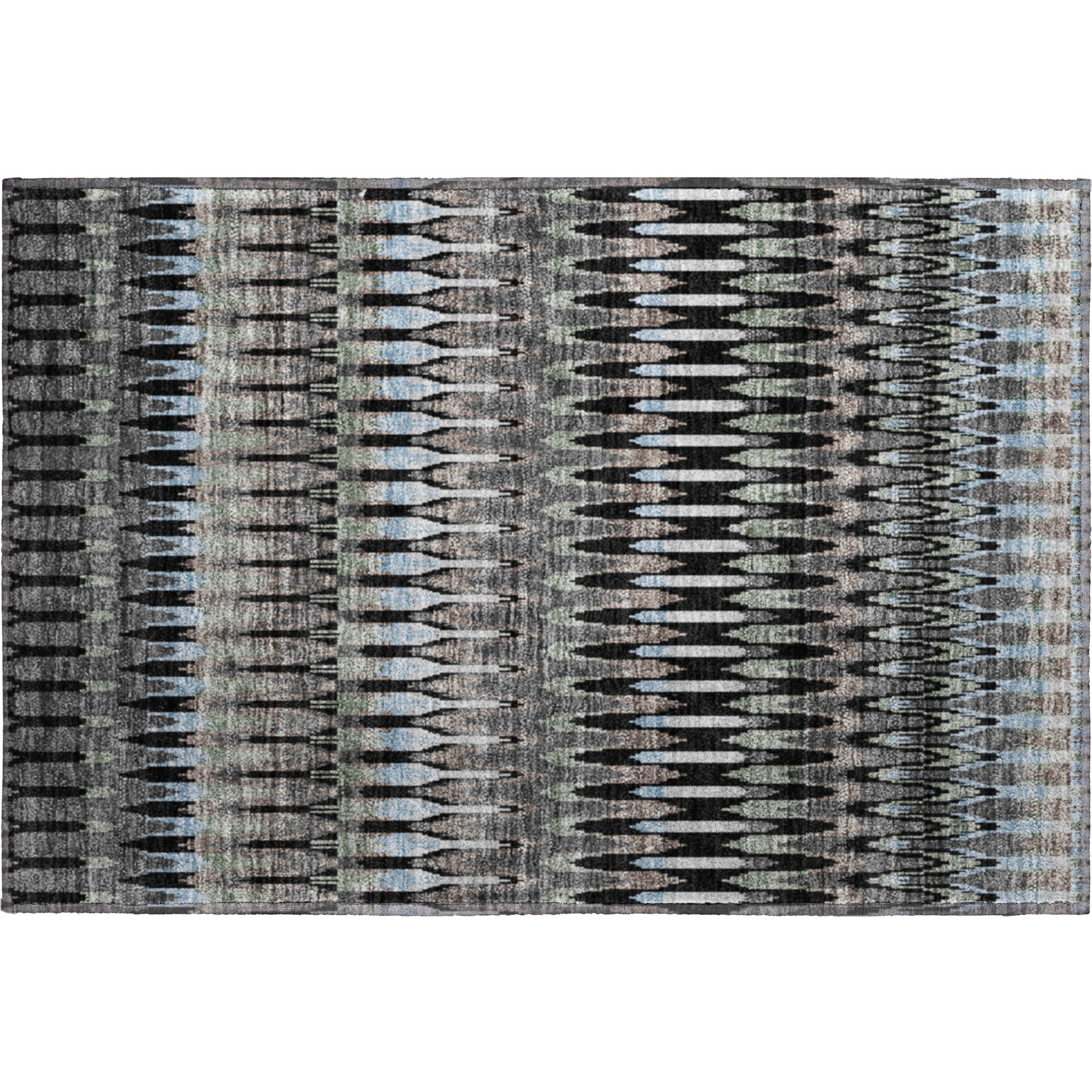 Split Machine Washable Transitional Black Rug 1'8" x 2'6" #shape_Rectangle