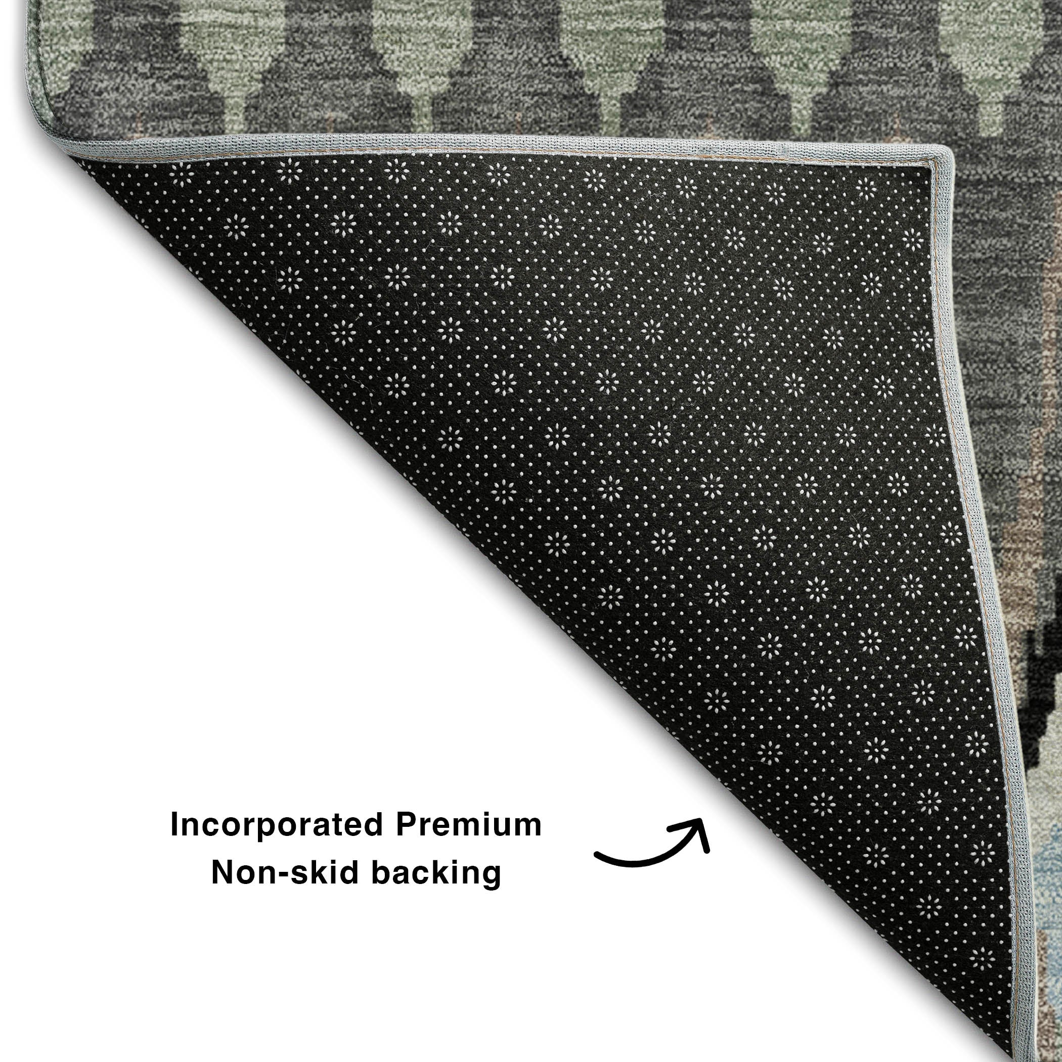 Split Machine Washable Transitional Black Rug 1'8" x 2'6" #shape_Rectangle