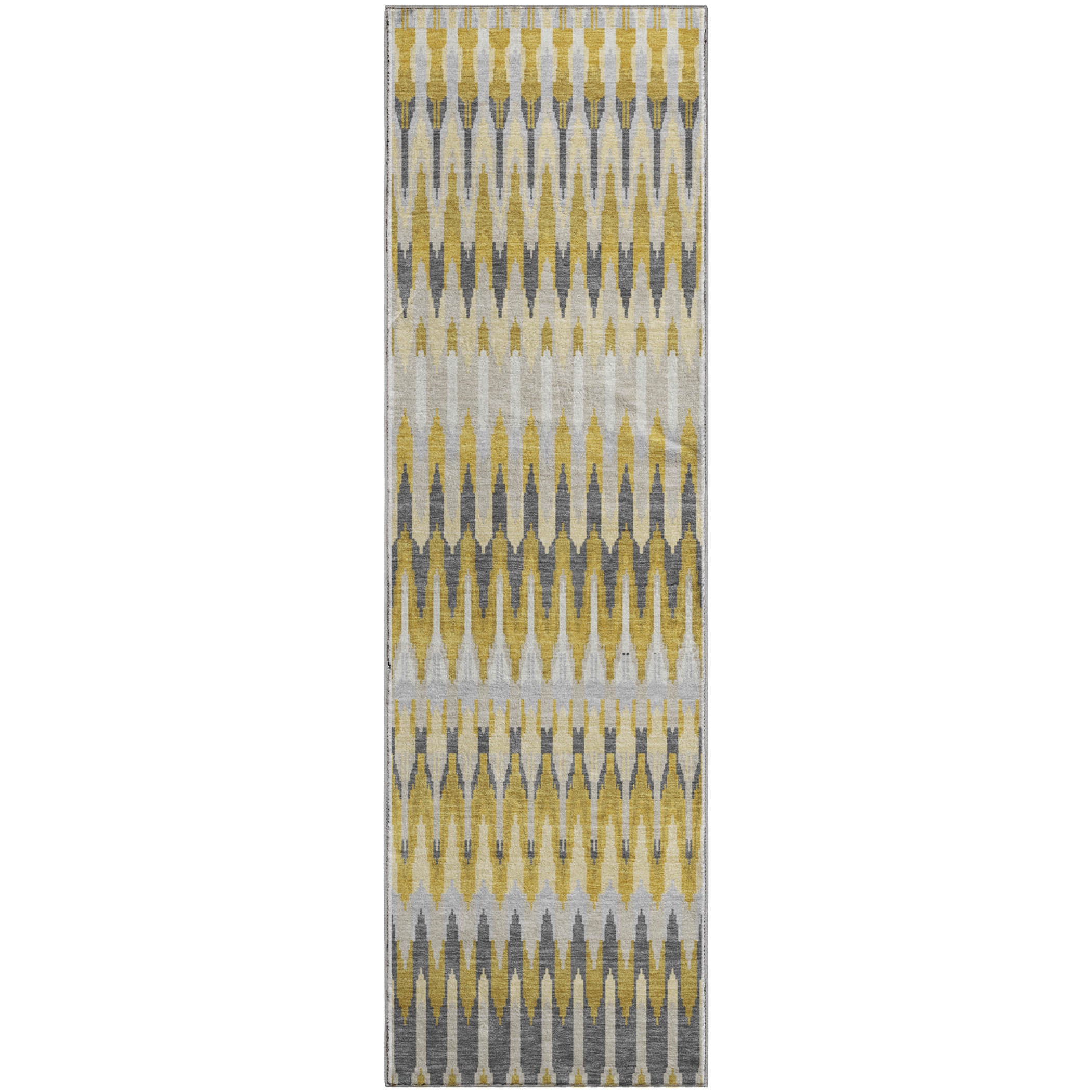 Split Machine Washable Transitional Gold Rug 2'3" x 7'6" #shape_Runner