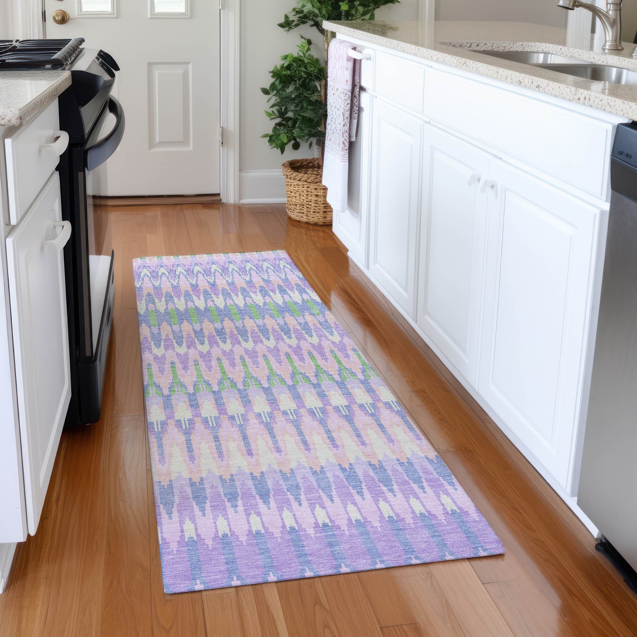 Split Machine Washable Transitional Lavender Purple Rug 2'3" x 7'6" #shape_Runner