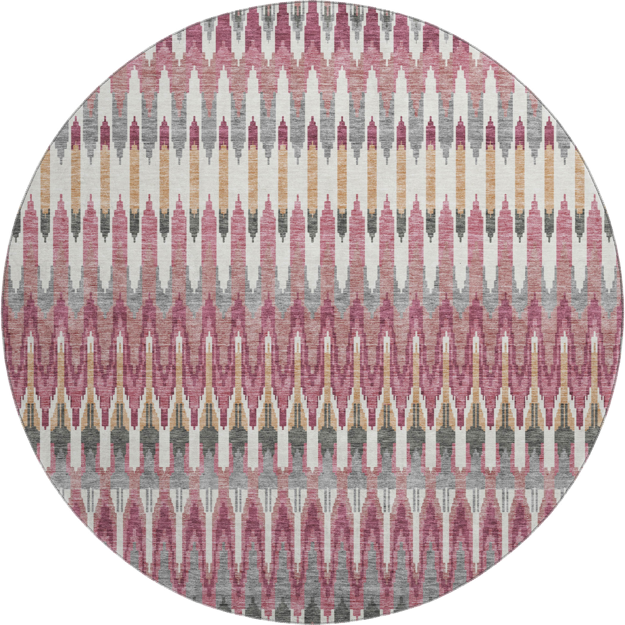 Split Machine Washable Transitional Mauve Pink Rug 8' x 8' #shape_Round