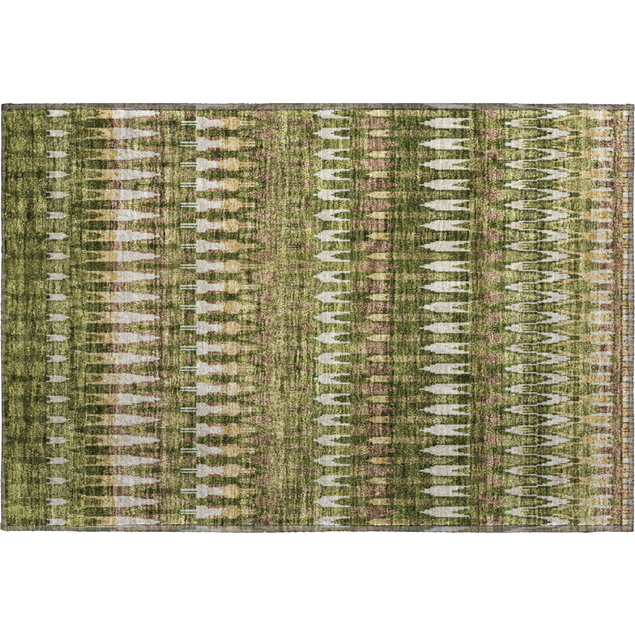 Split Machine Washable Transitional Olive Green Rug 1'8" x 2'6" #shape_Rectangle