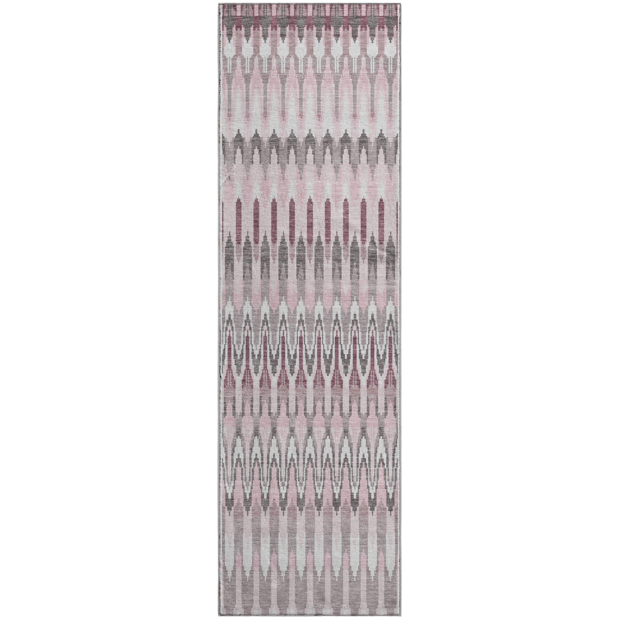 Split Machine Washable Transitional Pink Rug 2'3" x 7'6" #shape_Runner