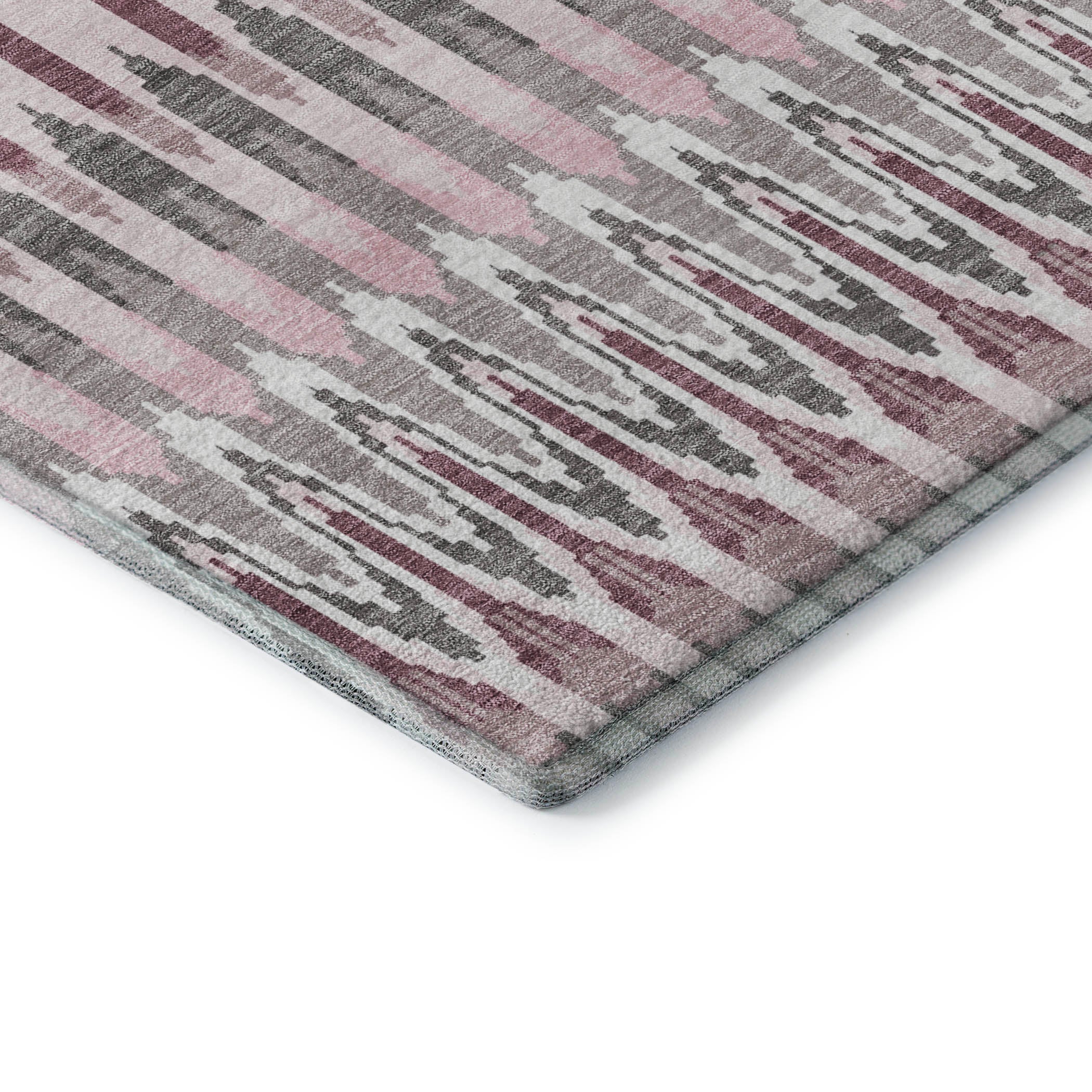 Split Machine Washable Transitional Pink Rug 1'8" x 2'6" #shape_Rectangle