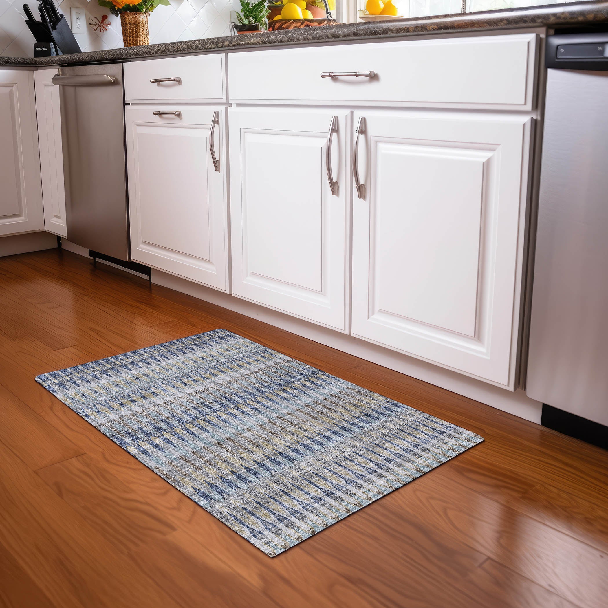 Split Machine Washable Transitional Taupe Brown Rug 1'8" x 2'6" #shape_Rectangle