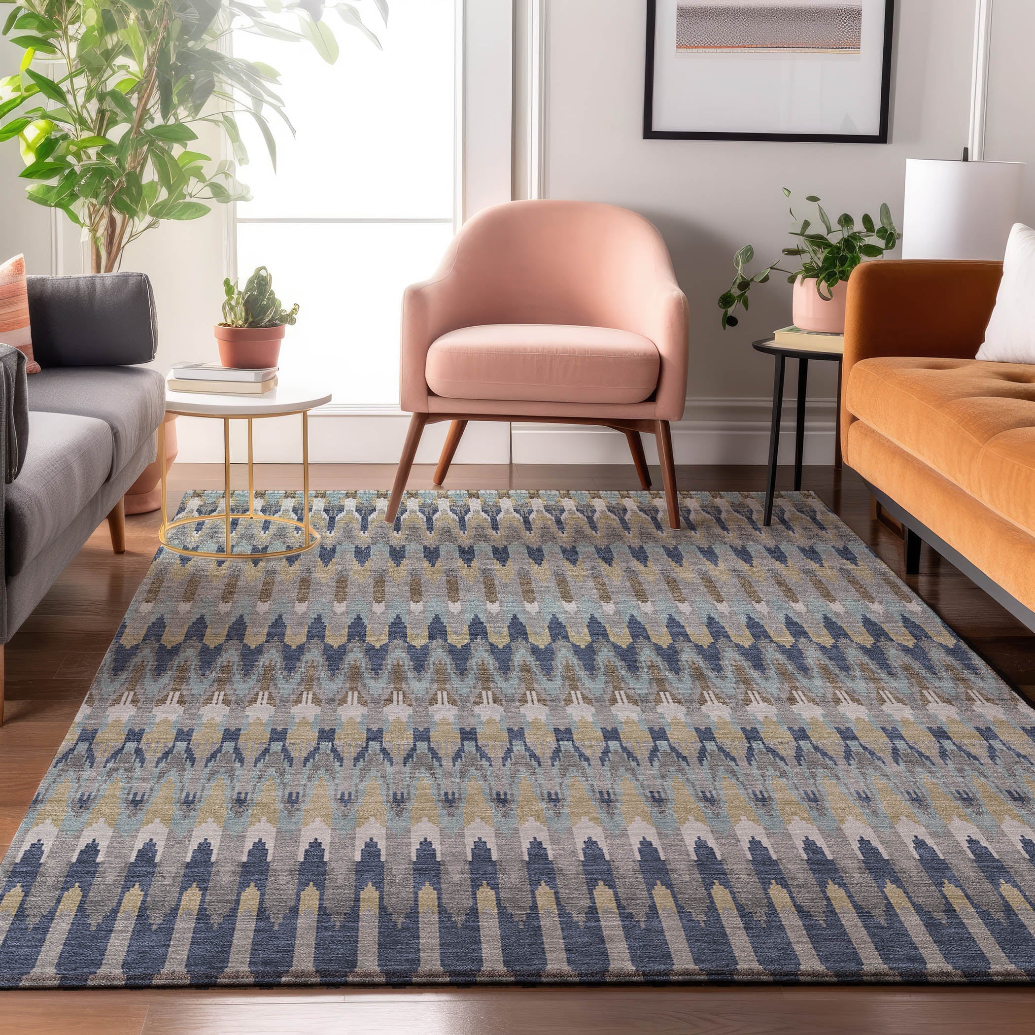 Split Machine Washable Transitional Taupe Brown Rug 2'6" x 3'10" #shape_Rectangle