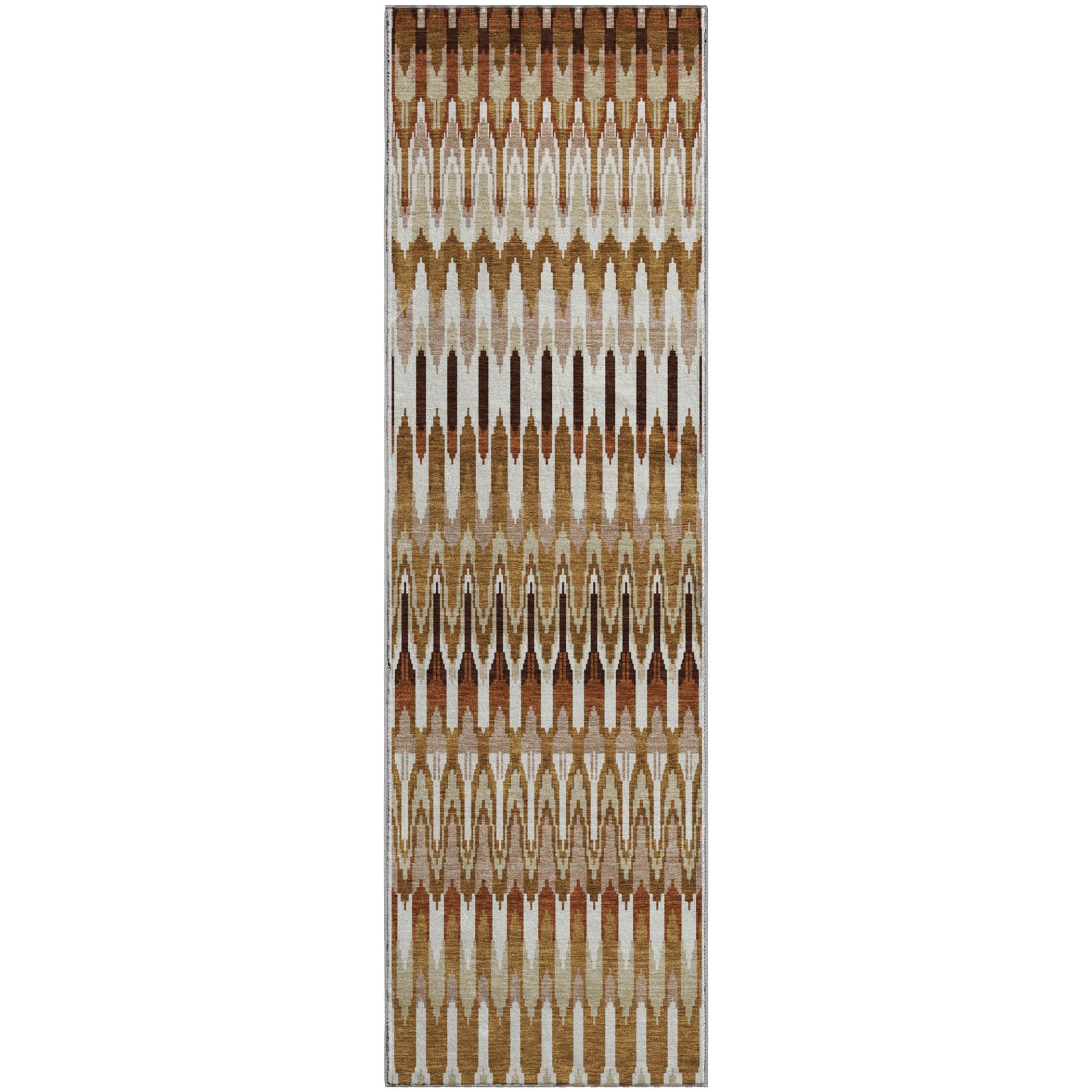 Split Machine Washable Transitional Terracotta Orange Rug 2'3" x 7'6" #shape_Runner
