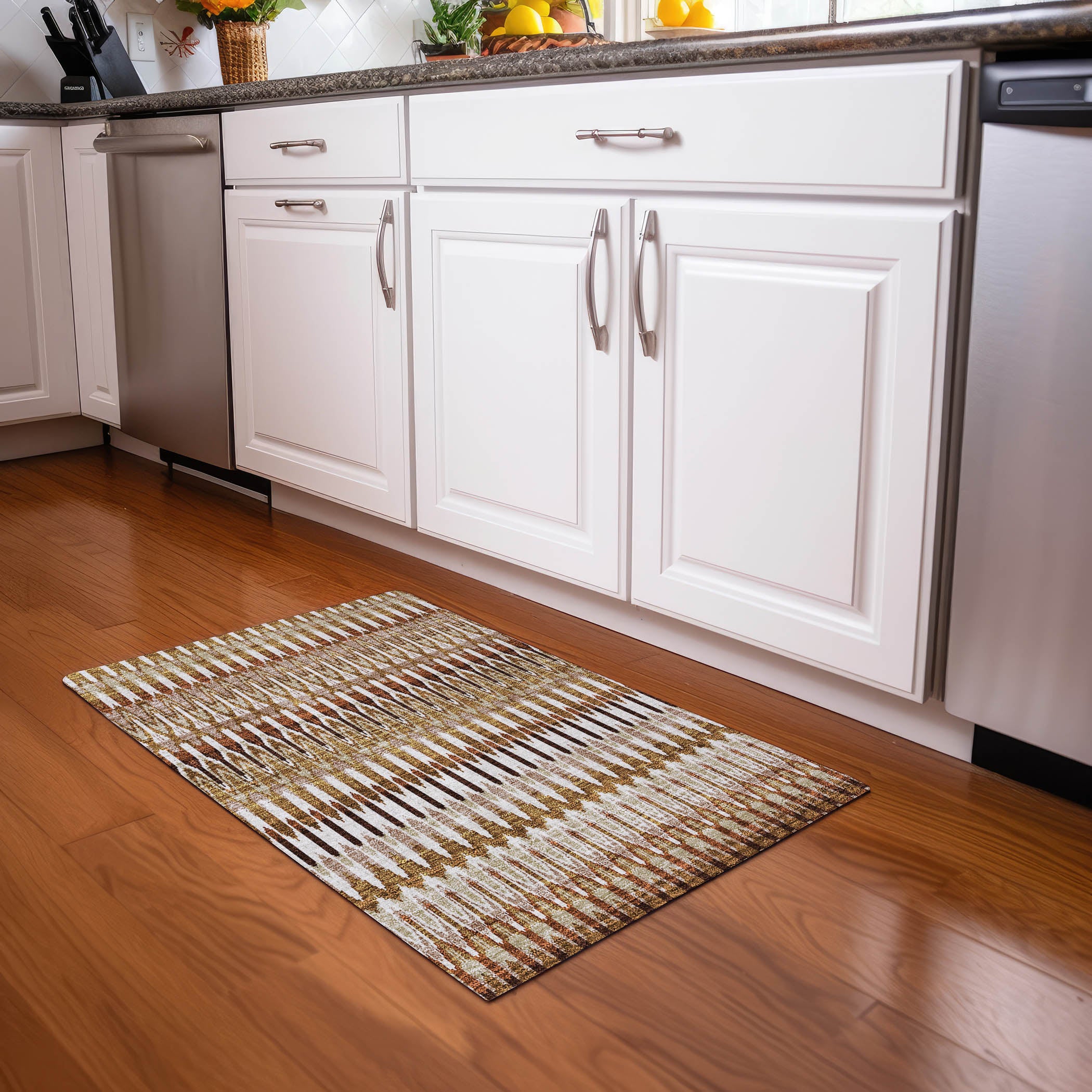 Split Machine Washable Transitional Terracotta Orange Rug 1'8" x 2'6" #shape_Rectangle
