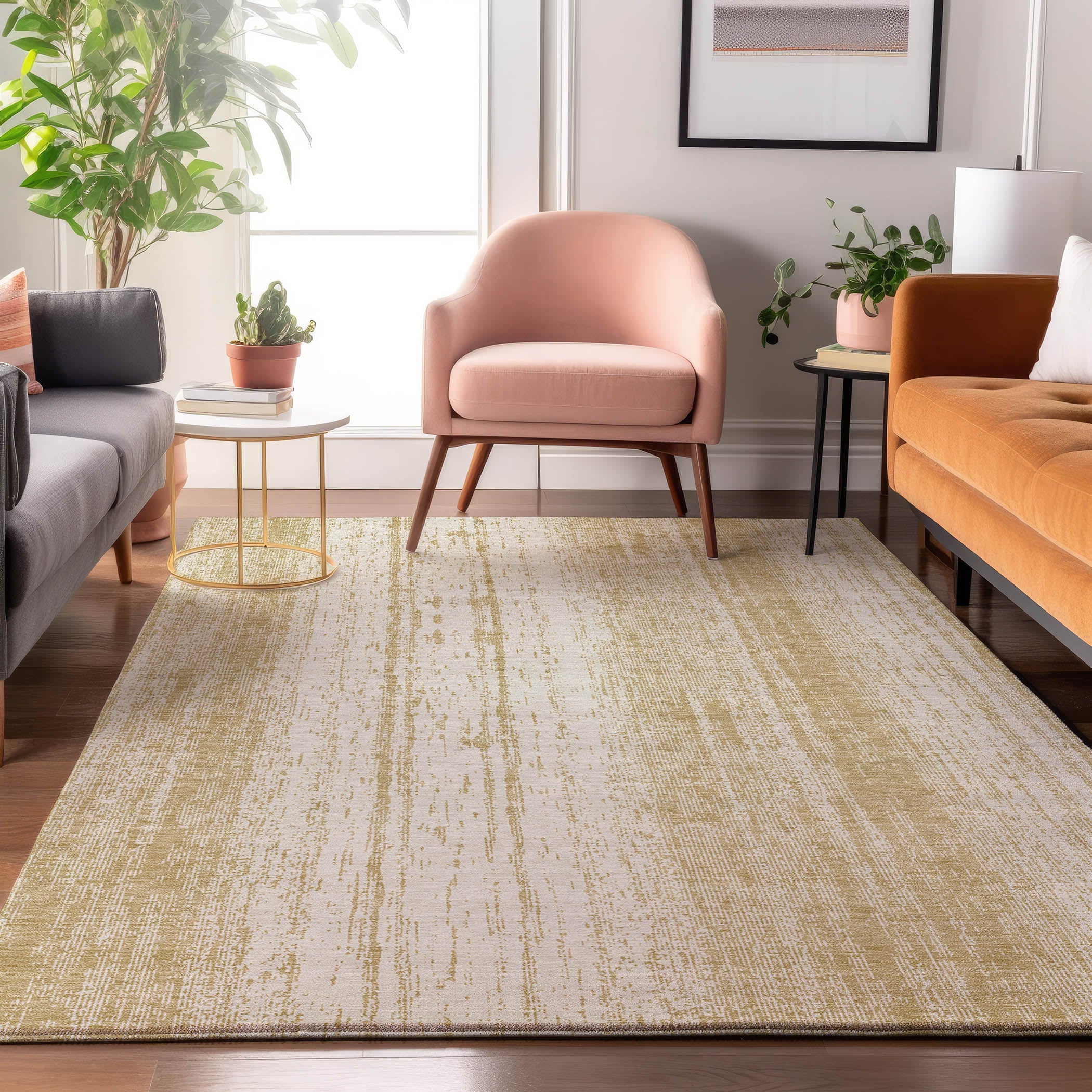 Lucerne Machine Washable Transitional Gold Rug 2'6" x 3'10" #shape_Rectangle
