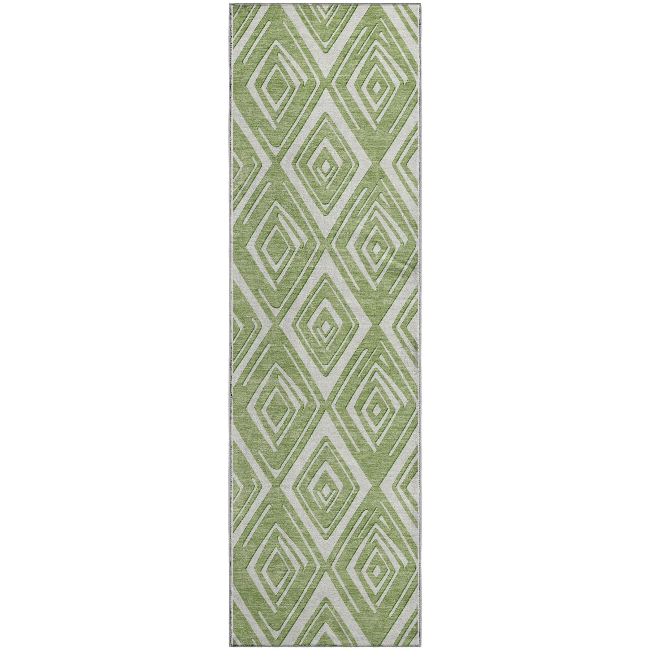 Tbilisi Machine Washable Transitional Green Rug 2'3" x 7'6" #shape_Runner