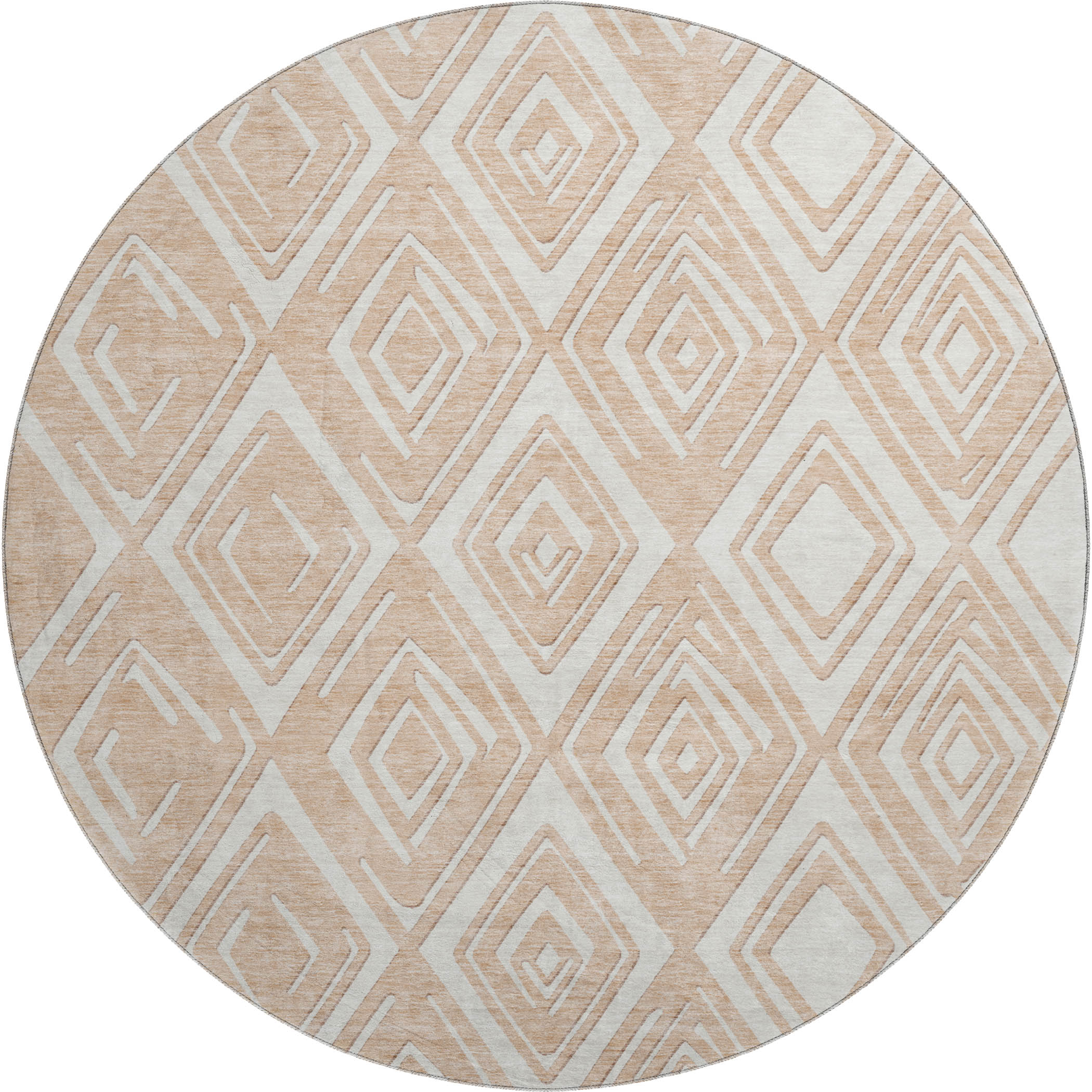 Tbilisi Machine Washable Transitional Peach Orange Rug 8' x 8' #shape_Round