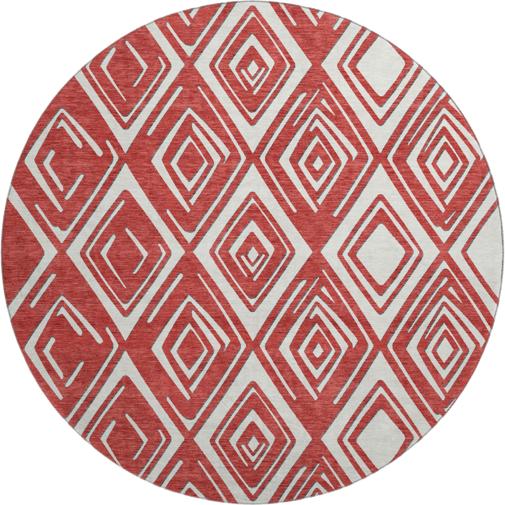 Tbilisi Machine Washable Transitional Red Rug 8' x 8' #shape_Round