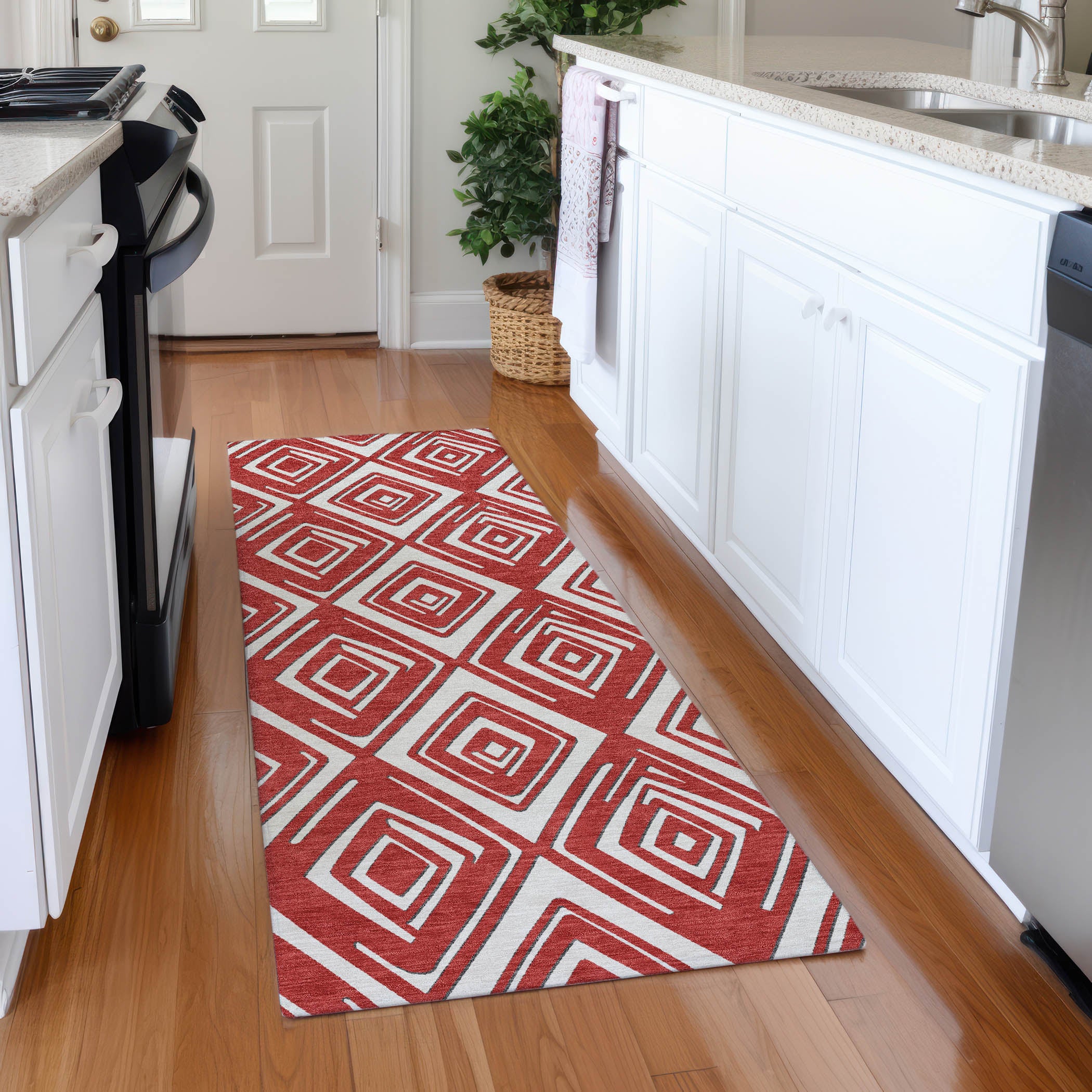 Tbilisi Machine Washable Transitional Red Rug 2'3" x 7'6" #shape_Runner