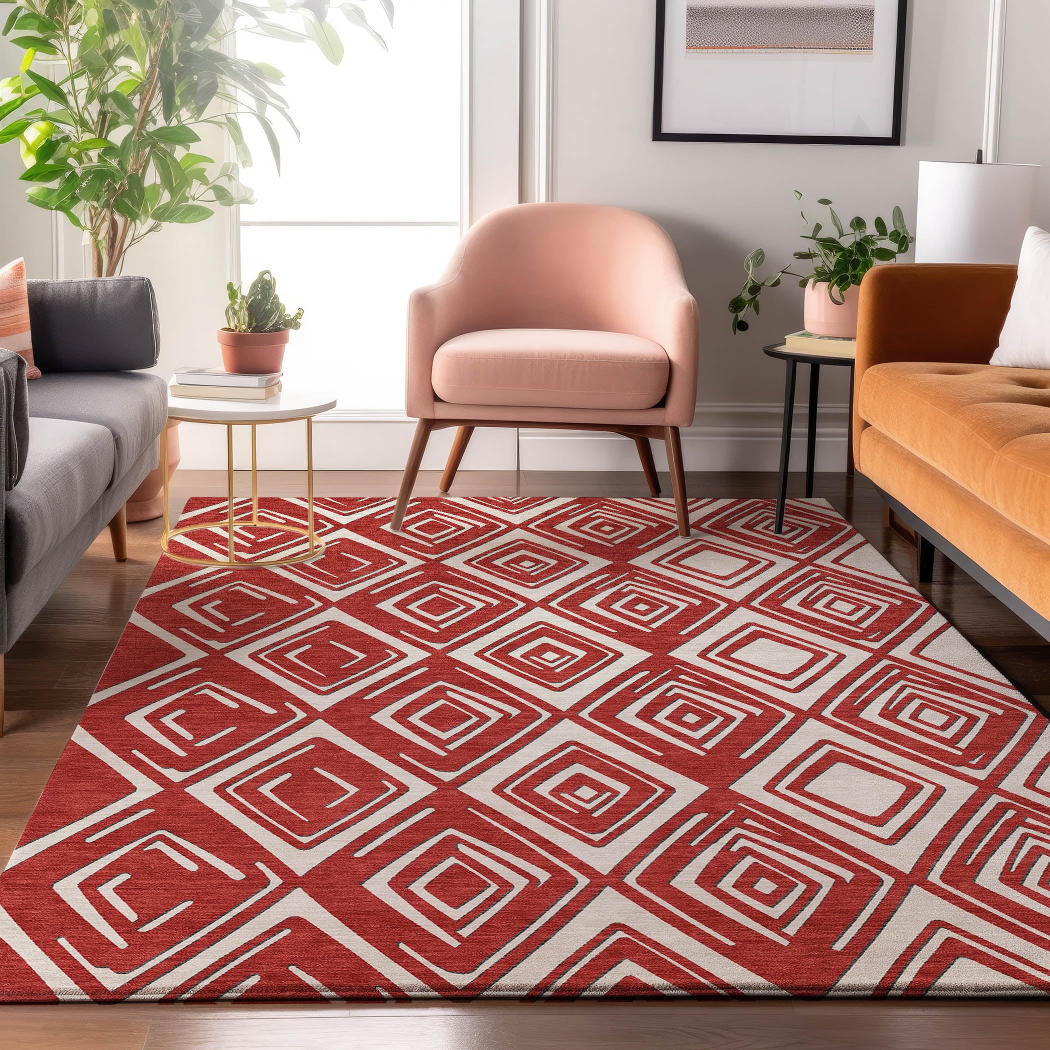 Tbilisi Machine Washable Transitional Red Rug 2'6" x 3'10" #shape_Rectangle