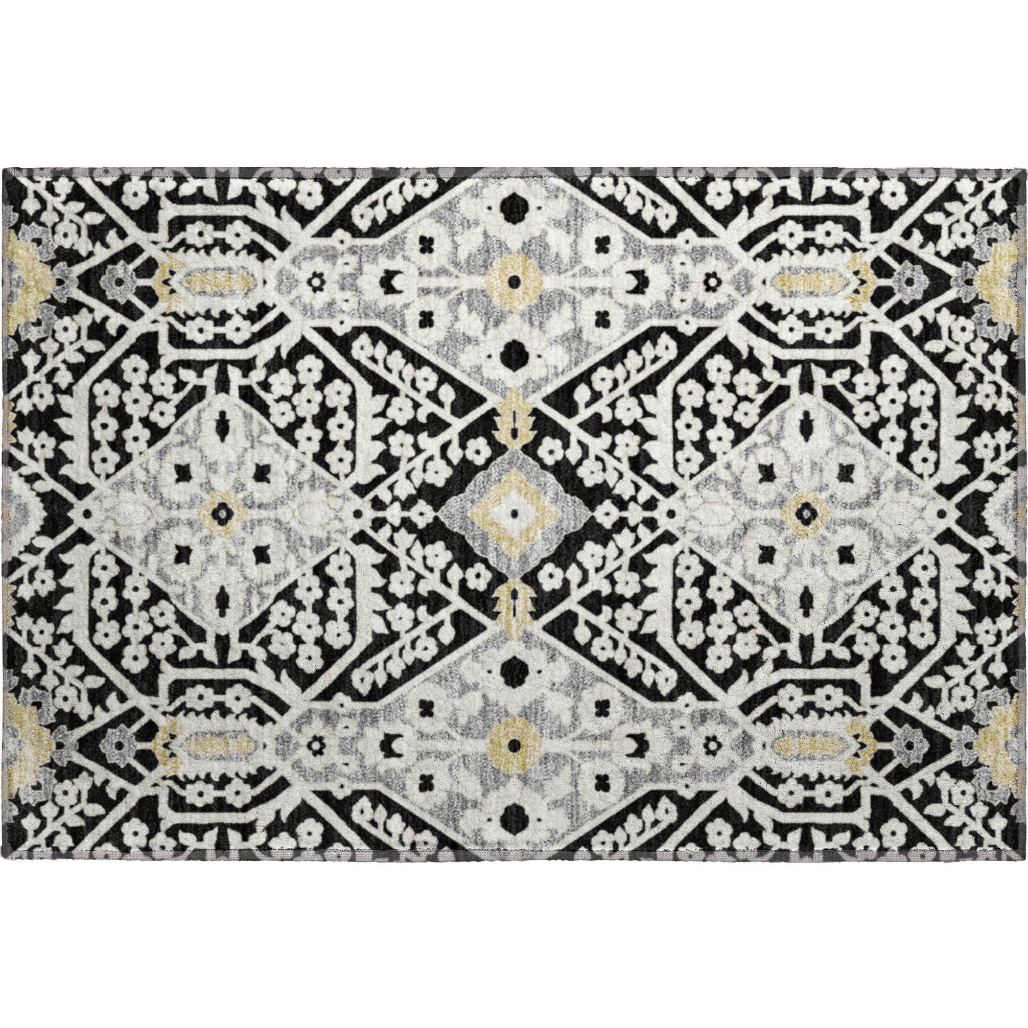 Sintra Machine Washable Transitional Black Rug 1'8" x 2'6" #shape_Rectangle