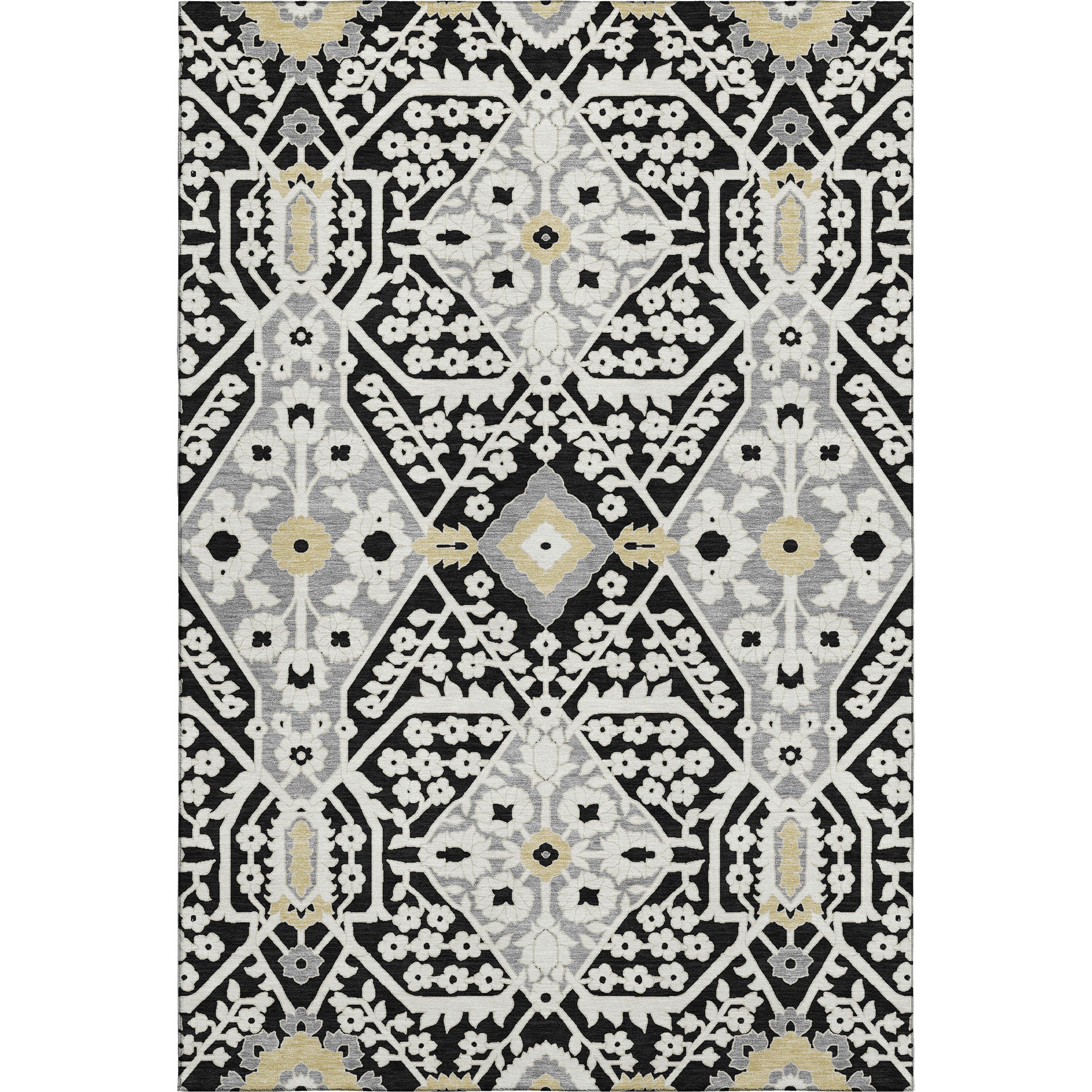 Sintra Machine Washable Transitional Black Rug 2'6" x 3'10" #shape_Rectangle