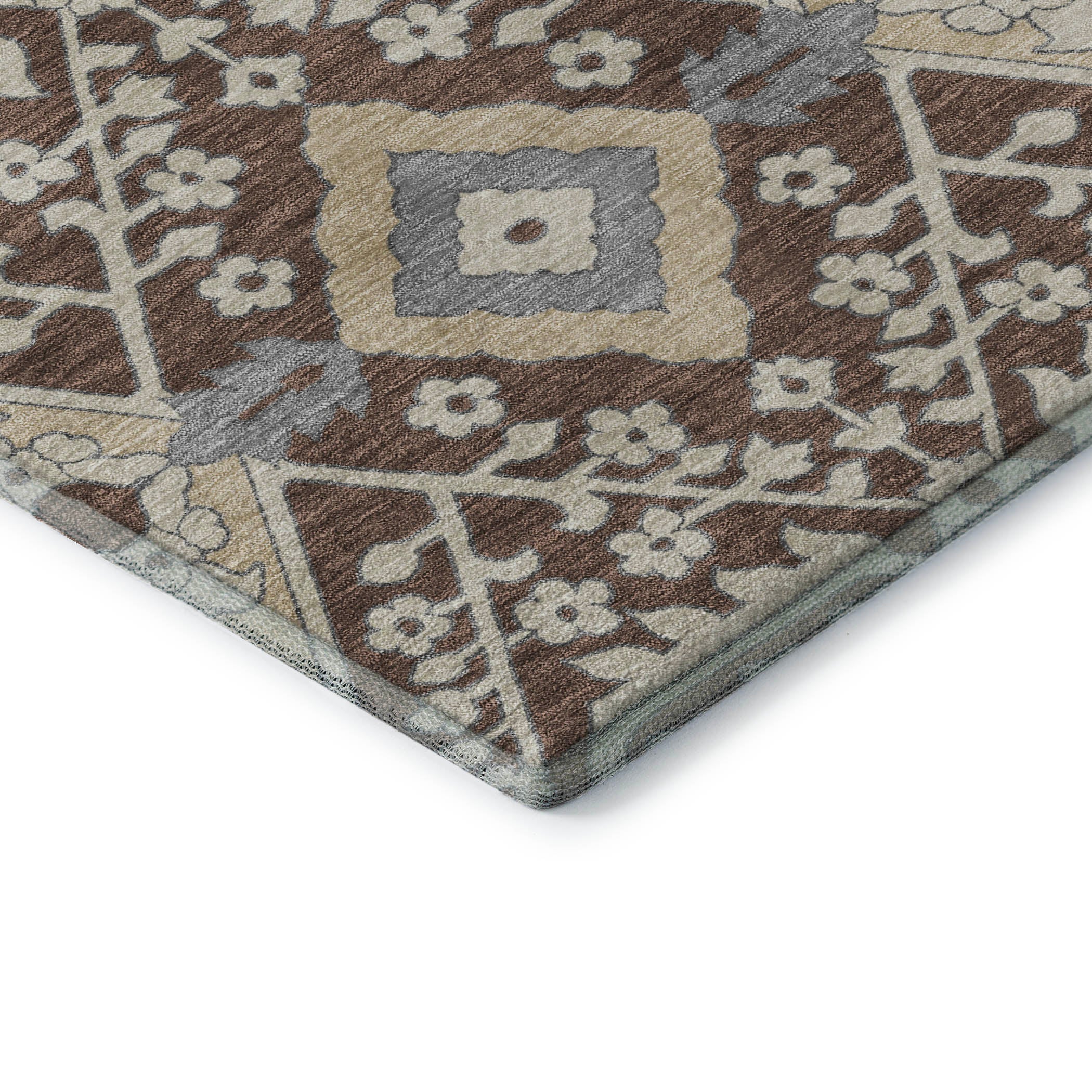 Sintra Machine Washable Transitional Chocolate Brown Rug 1'8" x 2'6" #shape_Rectangle