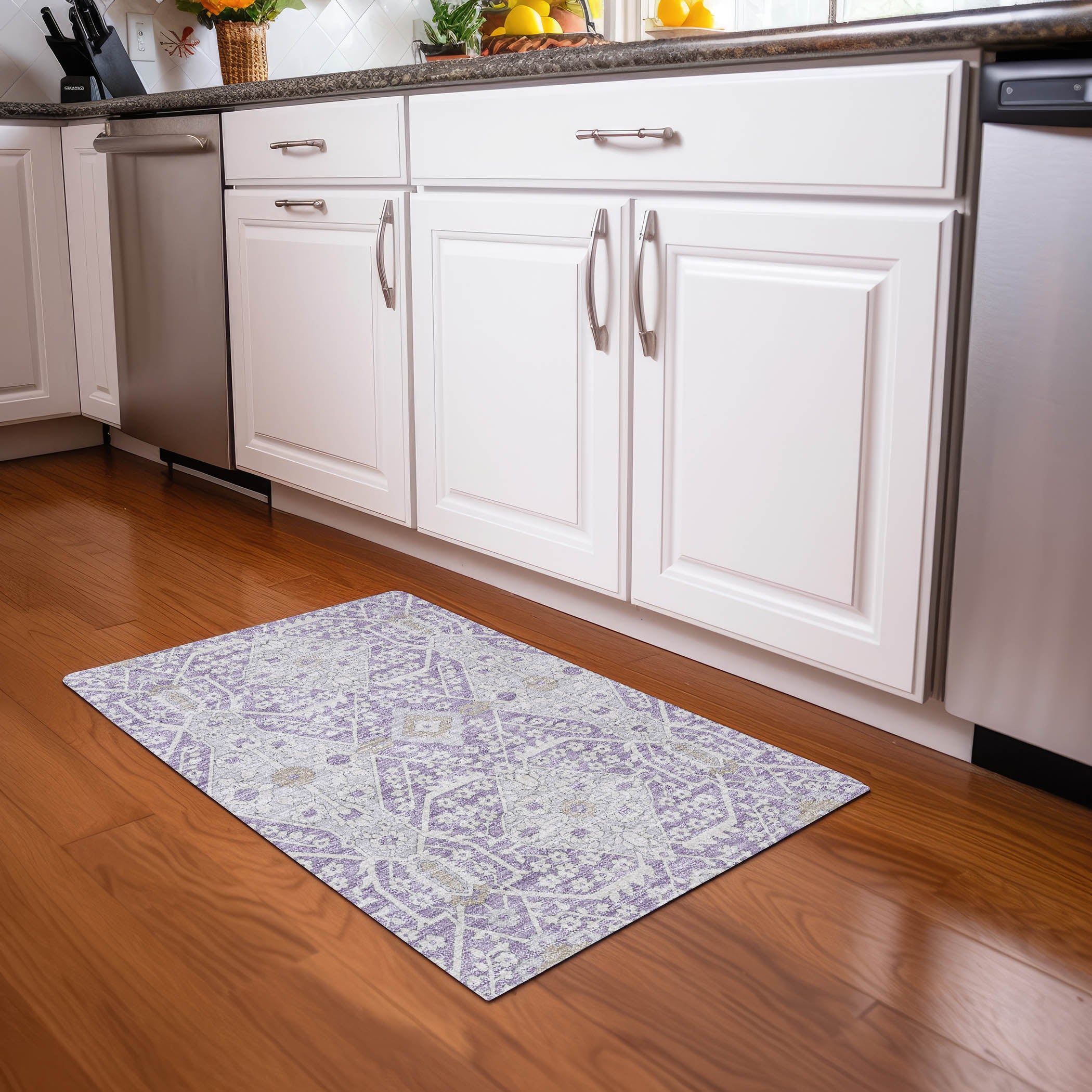 Sintra Machine Washable Transitional Lavender Purple Rug 1'8" x 2'6" #shape_Rectangle
