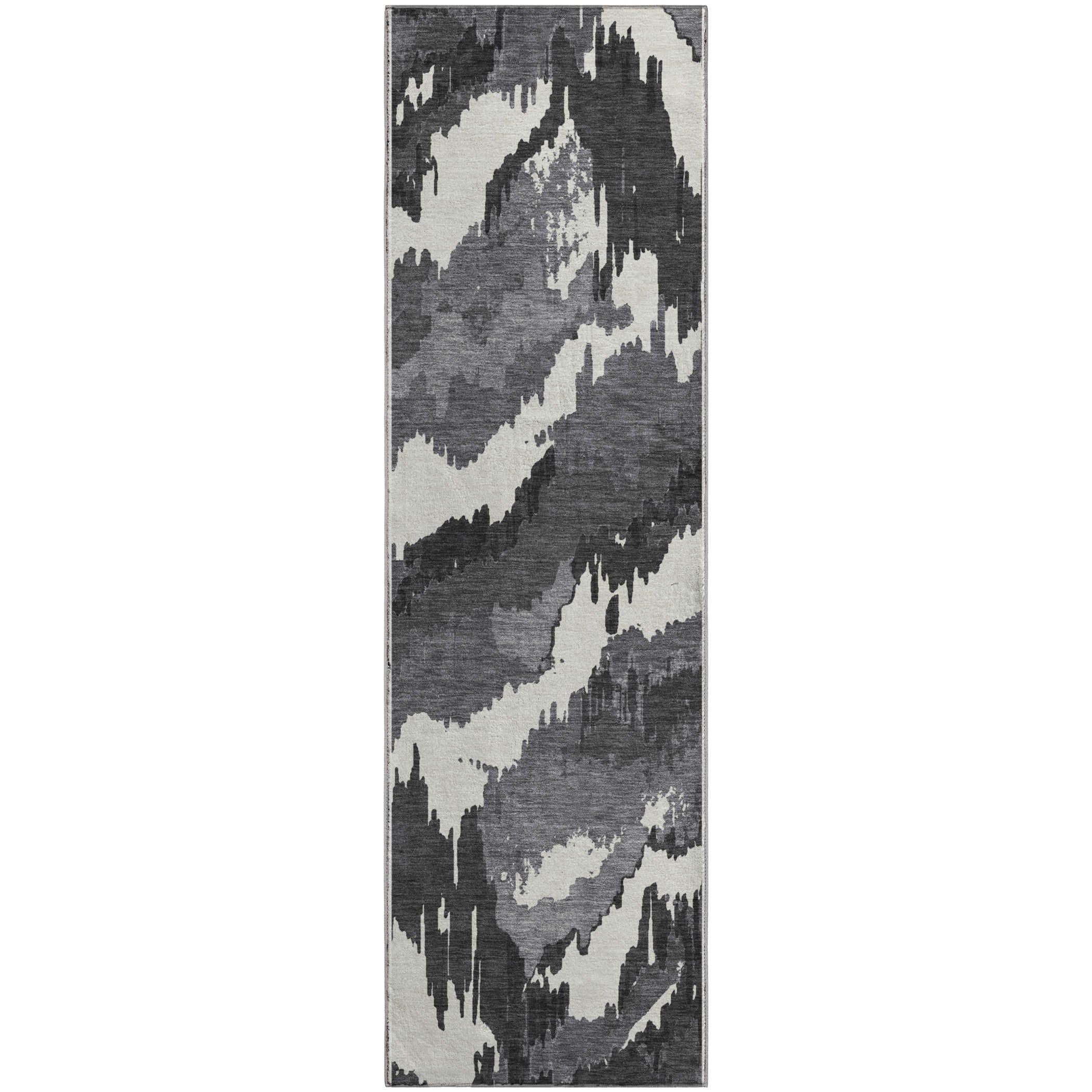 Valletta Machine Washable Transitional Black Rug 2'3" x 7'6" #shape_Runner