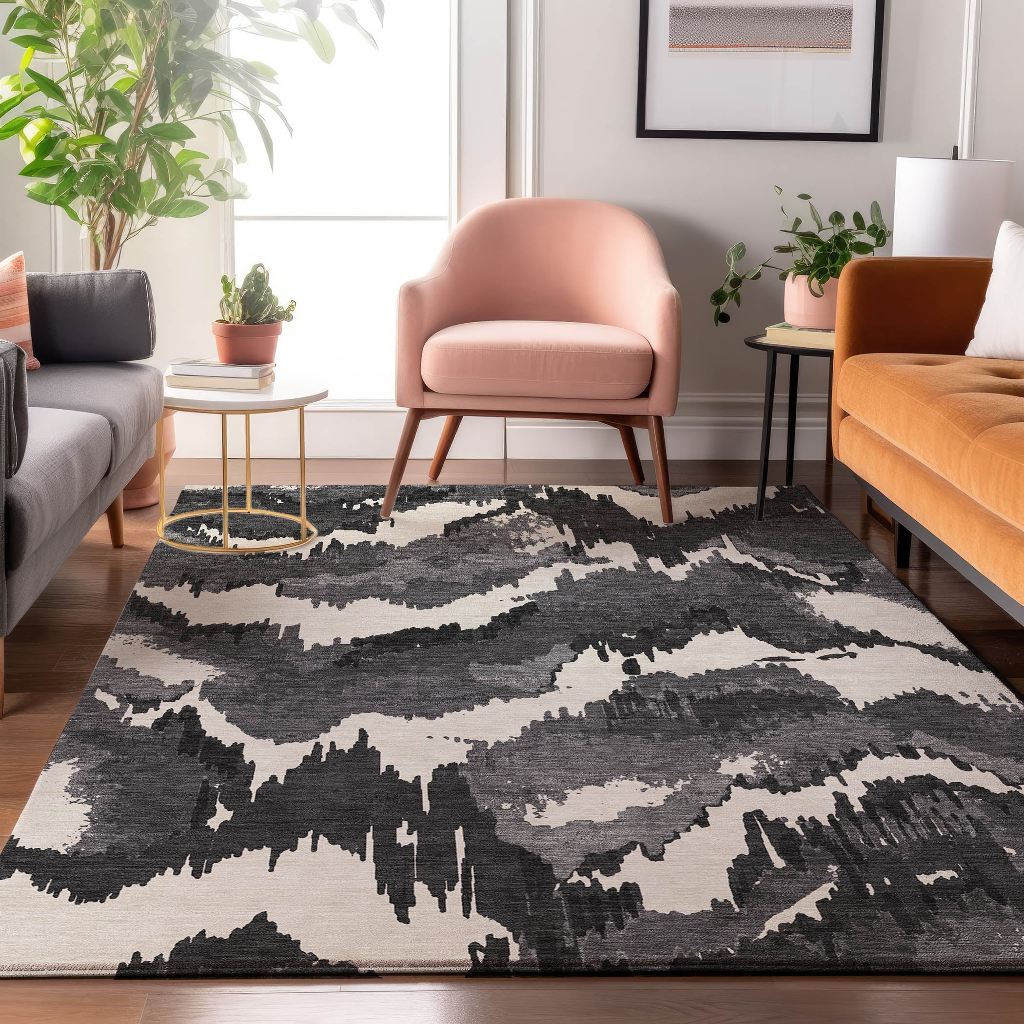Valletta Machine Washable Transitional Black Rug 2'6" x 3'10" #shape_Rectangle