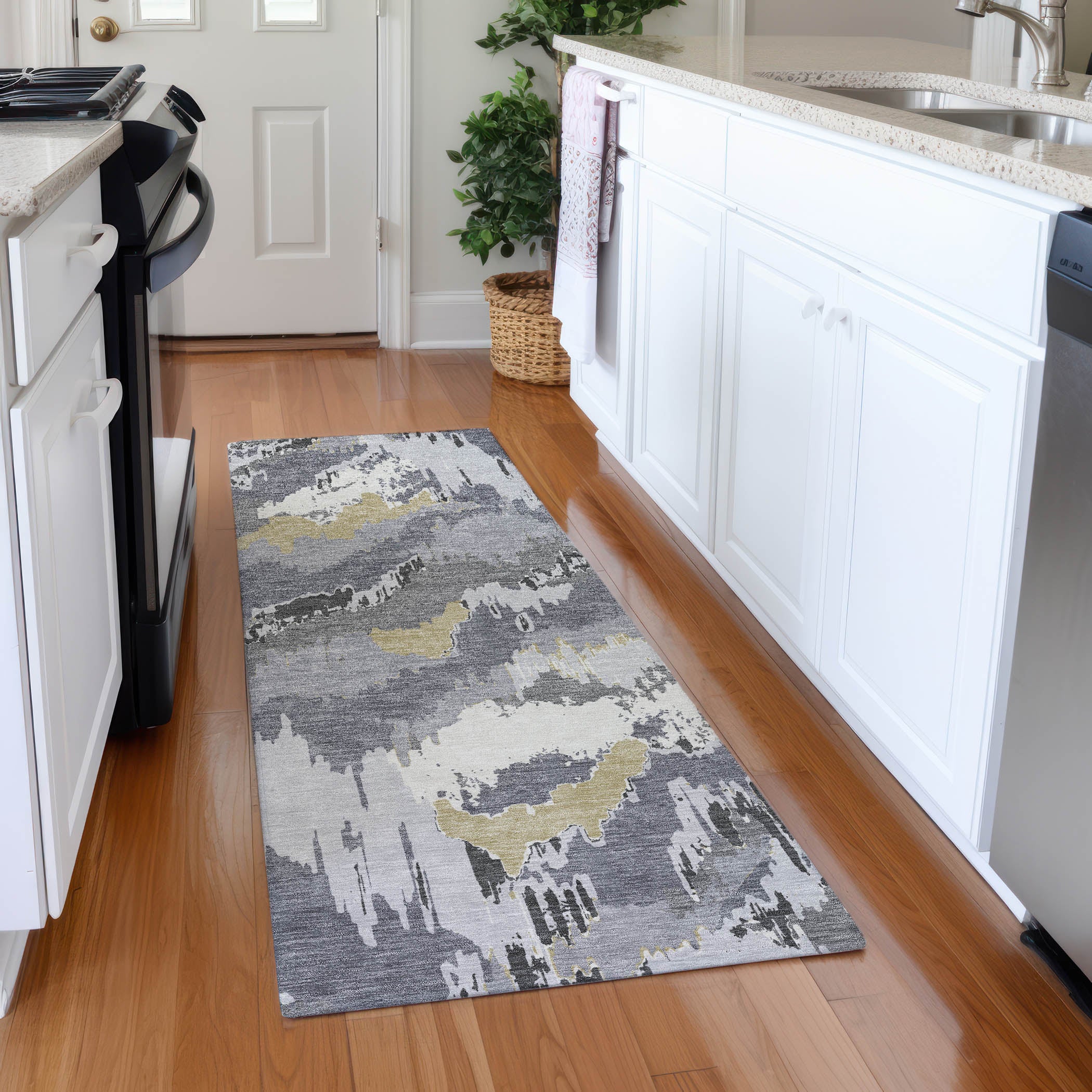 Valletta Machine Washable Transitional Gray Rug 2'3" x 7'6" #shape_Runner