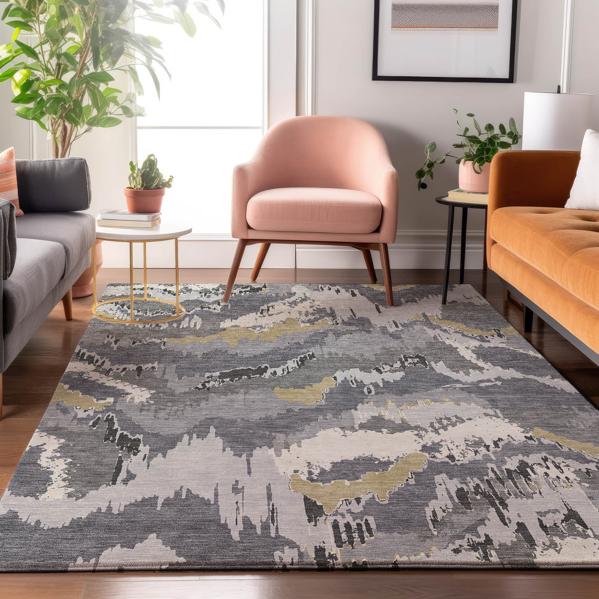 Valletta Machine Washable Transitional Gray Rug 2'6" x 3'10" #shape_Rectangle