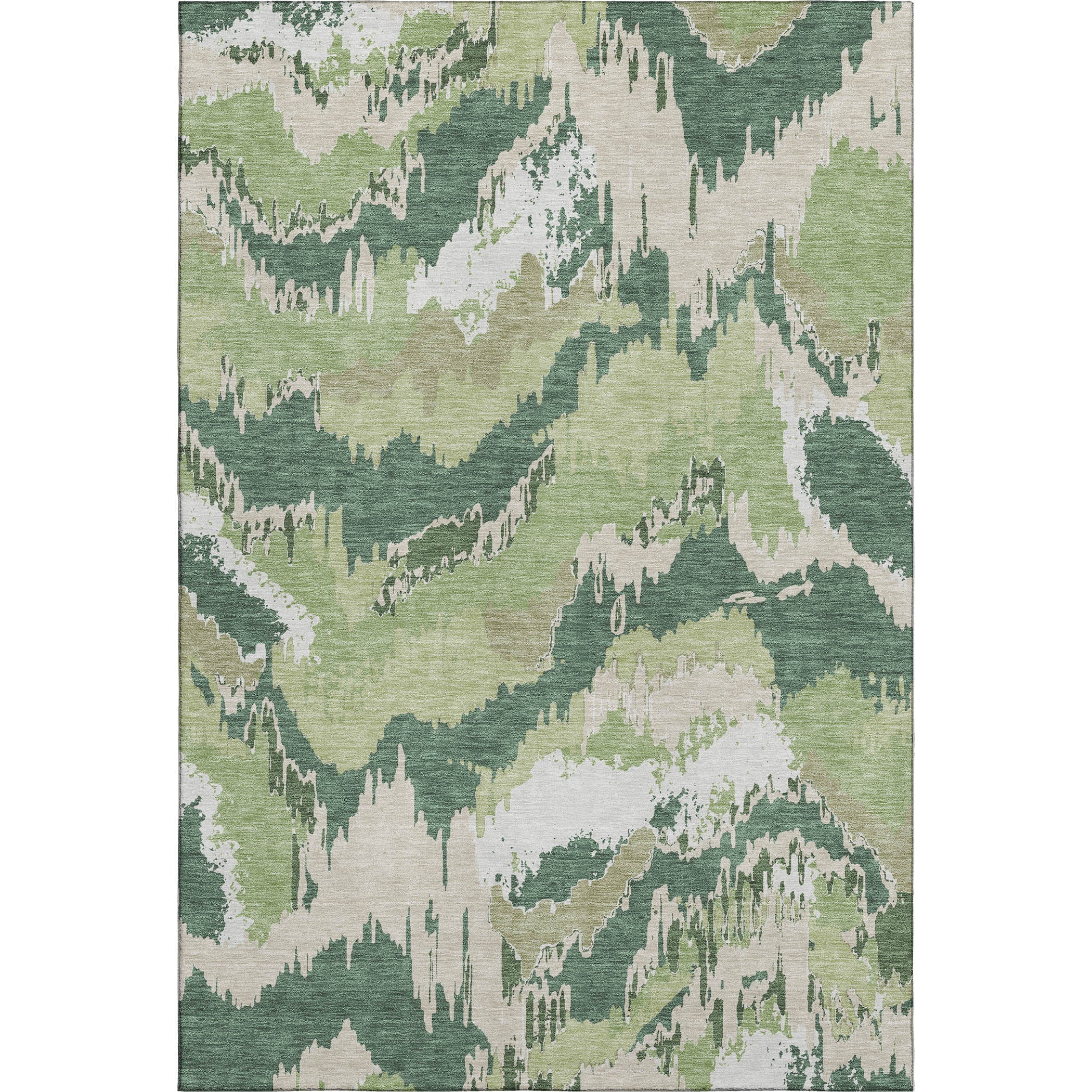 Valletta Machine Washable Transitional Green Rug 2'6" x 3'10" #shape_Rectangle