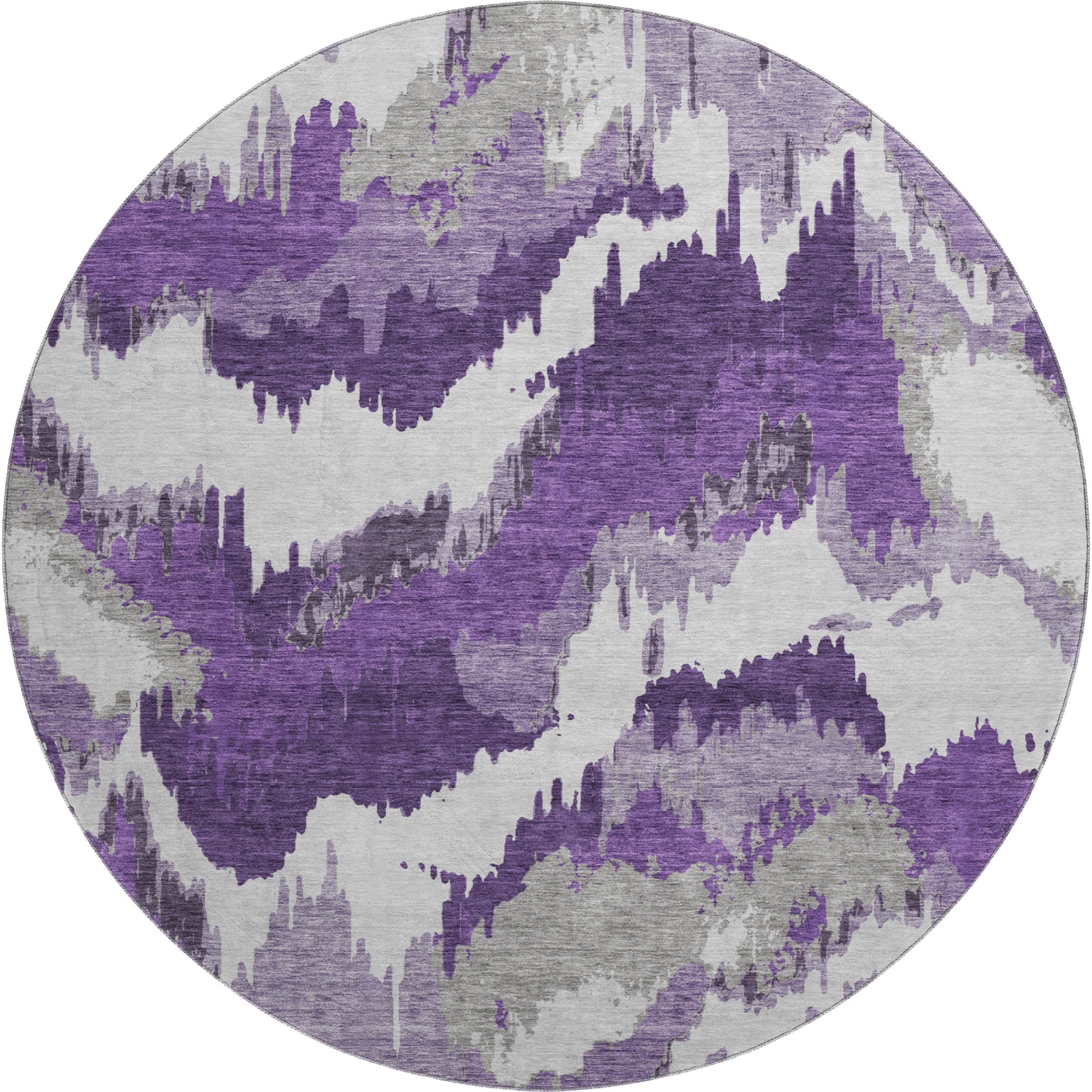 Valletta Machine Washable Transitional Purple Rug 8' x 8' #shape_Round