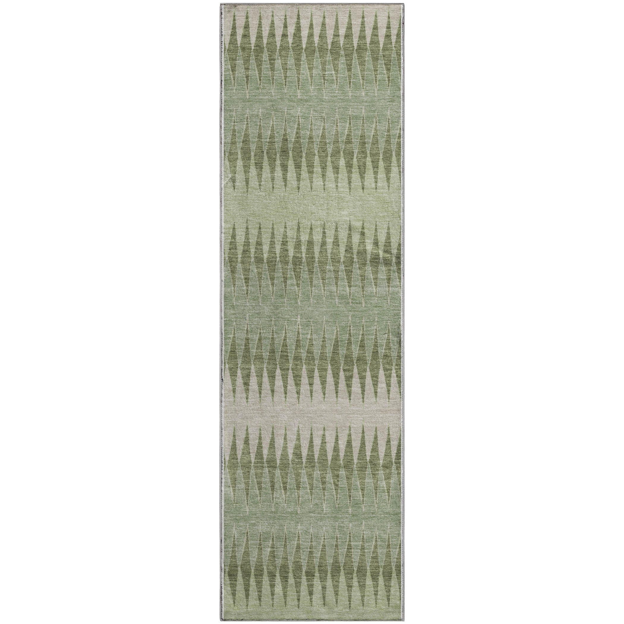 Bern Machine Washable Transitional Aloe Green Rug 2'3" x 7'6" #shape_Runner