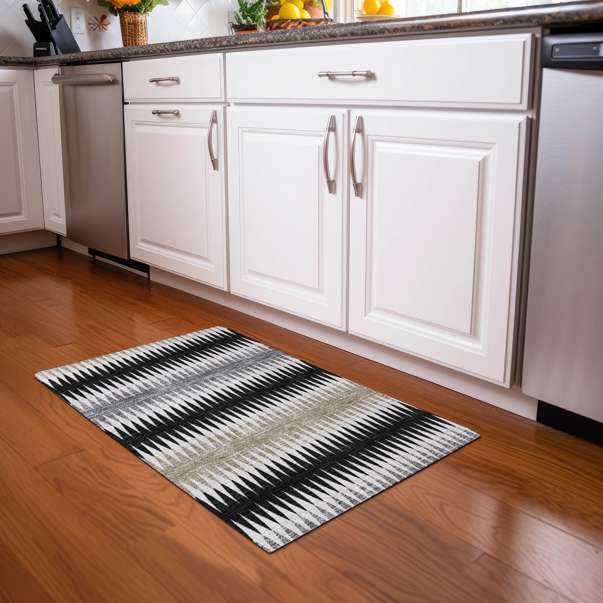 Bern Machine Washable Transitional Black Rug 1'8" x 2'6" #shape_Rectangle