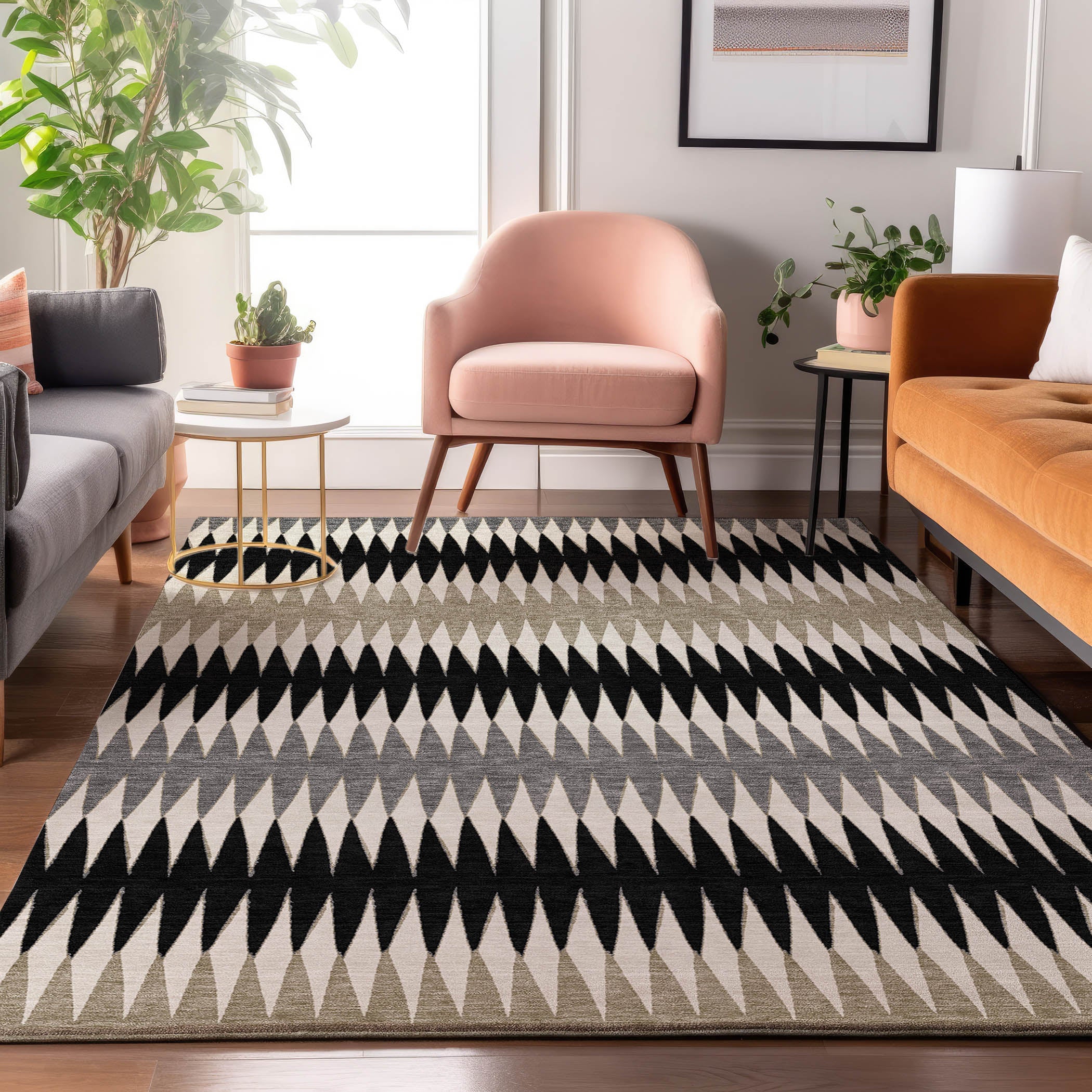 Bern Machine Washable Transitional Black Rug 2'6" x 3'10" #shape_Rectangle