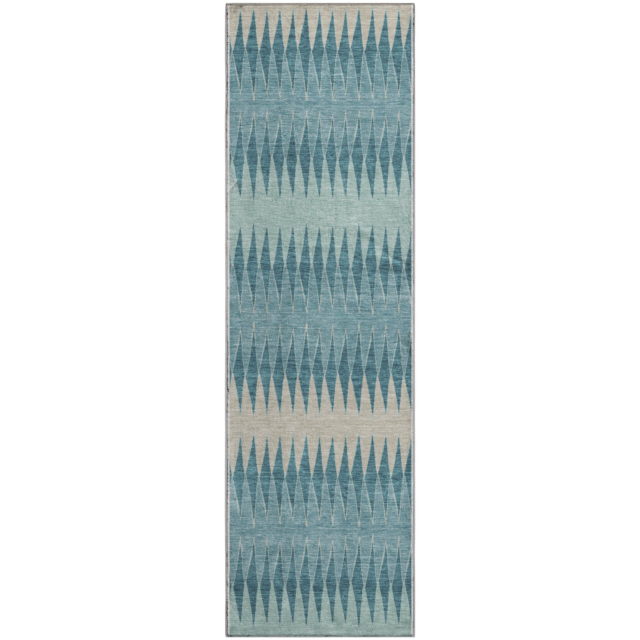 Bern Machine Washable Transitional Teal Rug 2'3" x 7'6" #shape_Runner