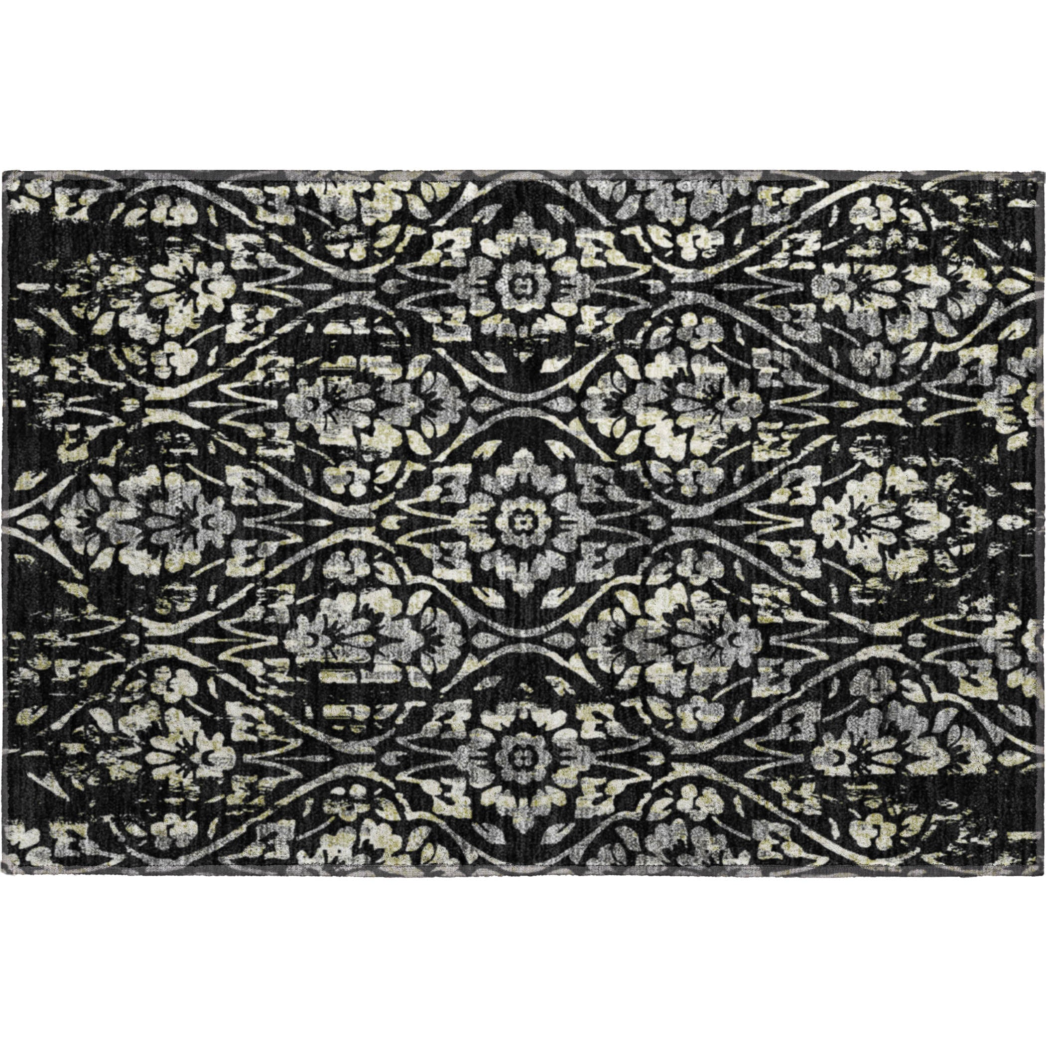 Cartagena Machine Washable Transitional Black Rug 1'8" x 2'6" #shape_Rectangle