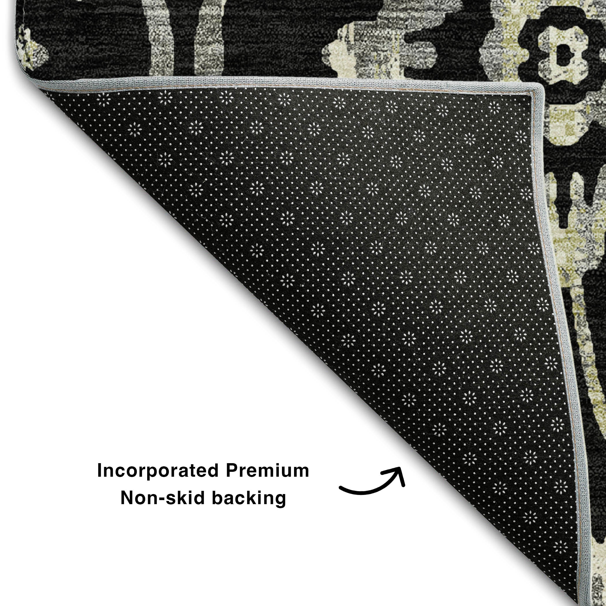 Cartagena Machine Washable Transitional Black Rug 1'8" x 2'6" #shape_Rectangle