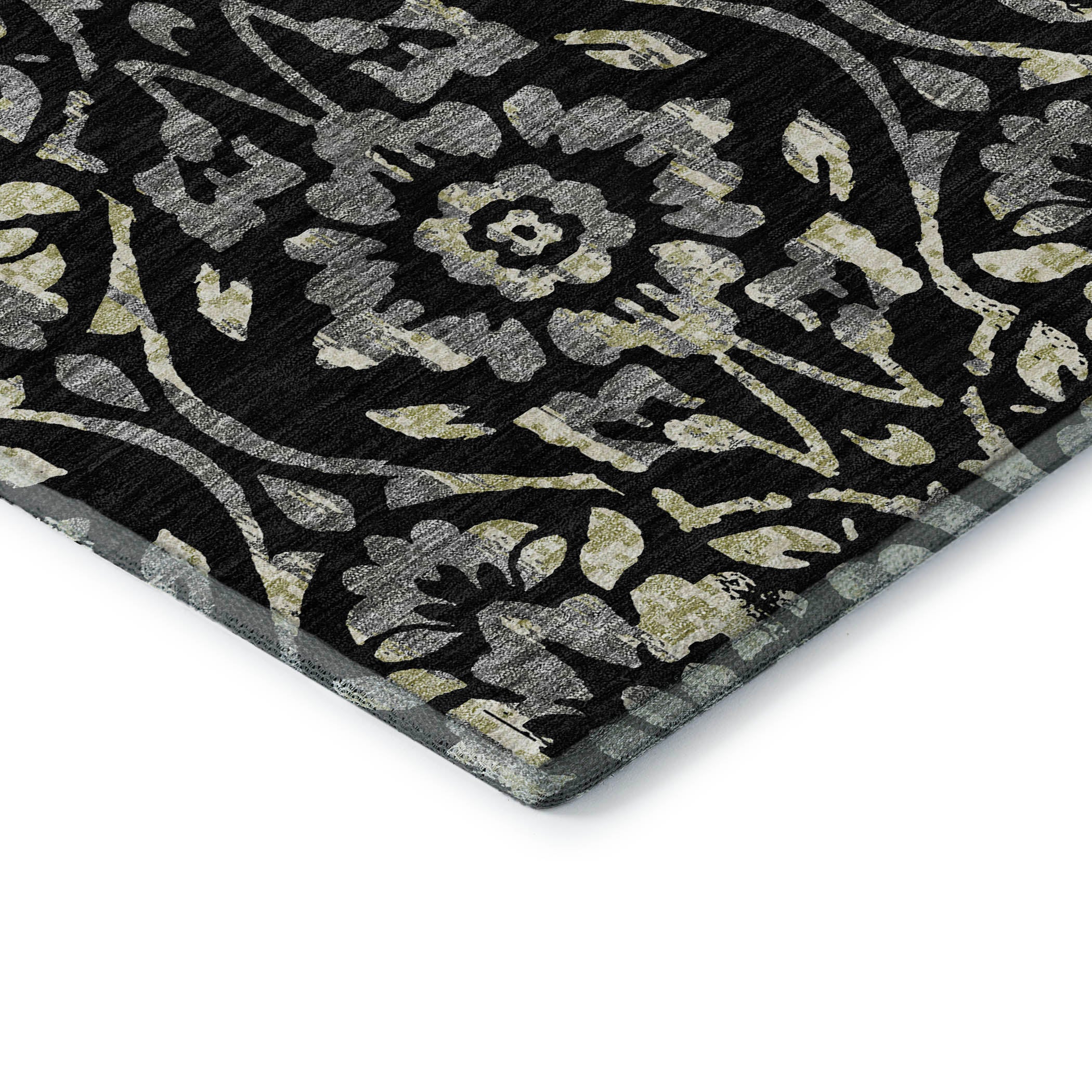 Cartagena Machine Washable Transitional Black Rug 1'8" x 2'6" #shape_Rectangle