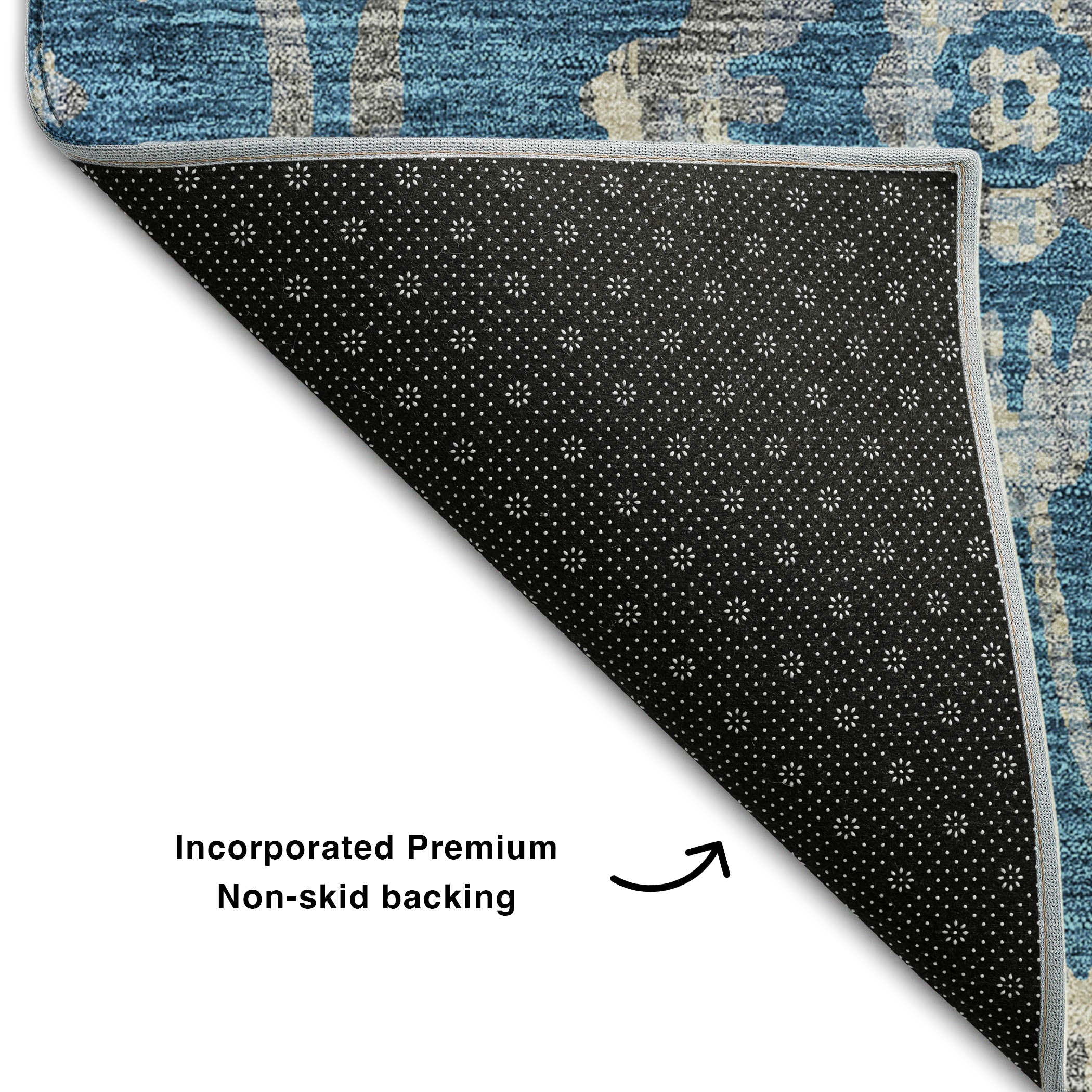 Cartagena Machine Washable Transitional Blue Rug 1'8" x 2'6" #shape_Rectangle