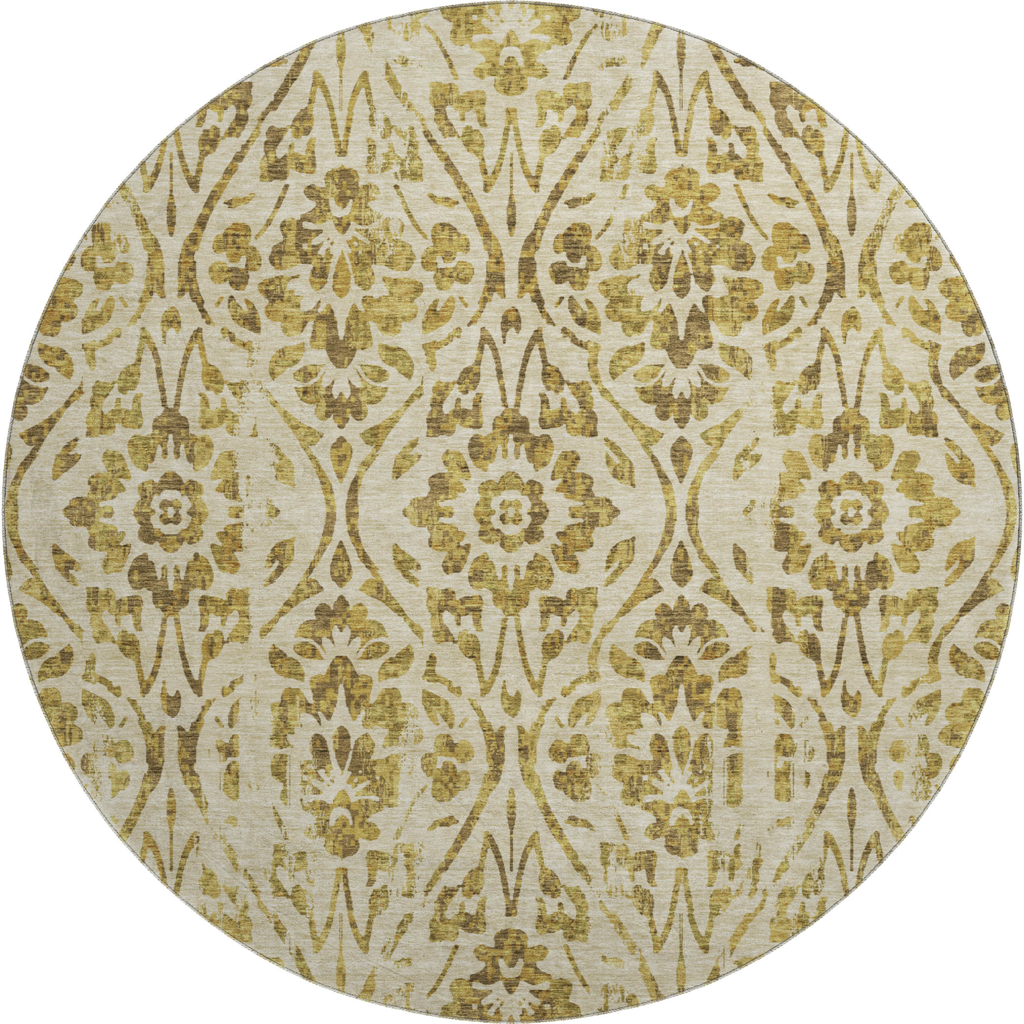 Cartagena Machine Washable Transitional Gold Rug 8' x 8' #shape_Round
