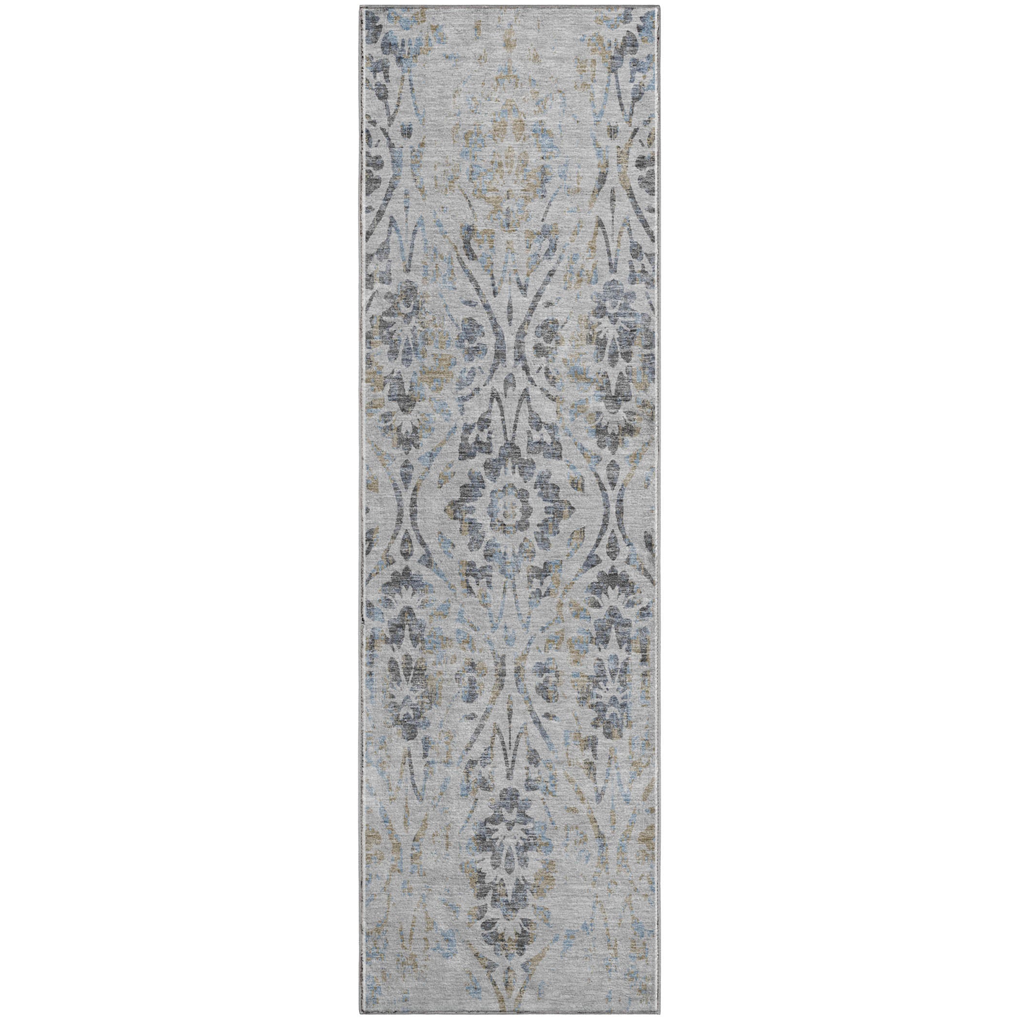 Cartagena Machine Washable Transitional Gray Rug 2'3" x 7'6" #shape_Runner