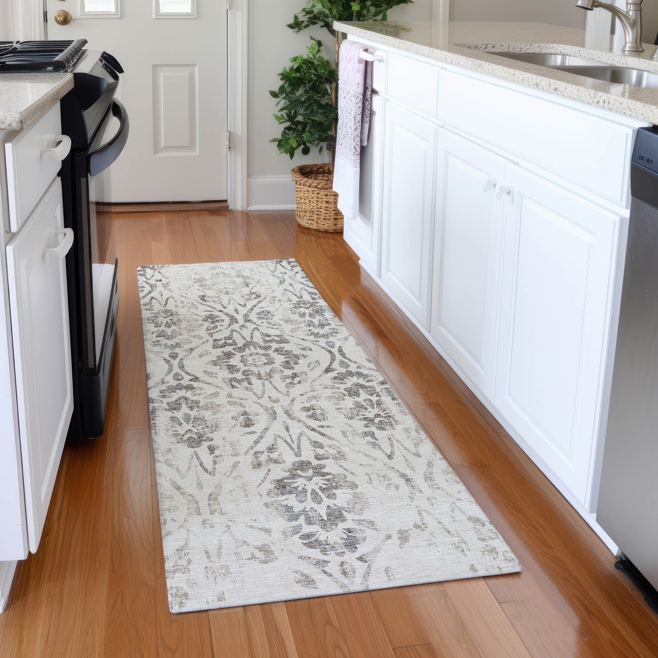Cartagena Machine Washable Transitional Ivory Rug 2'3" x 7'6" #shape_Runner
